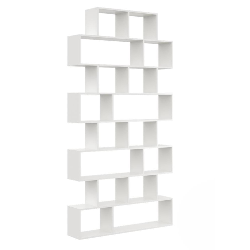 Regał otwarty, ścienny, biblioteczka, KADO, 124x18x240 cm, biały, mat