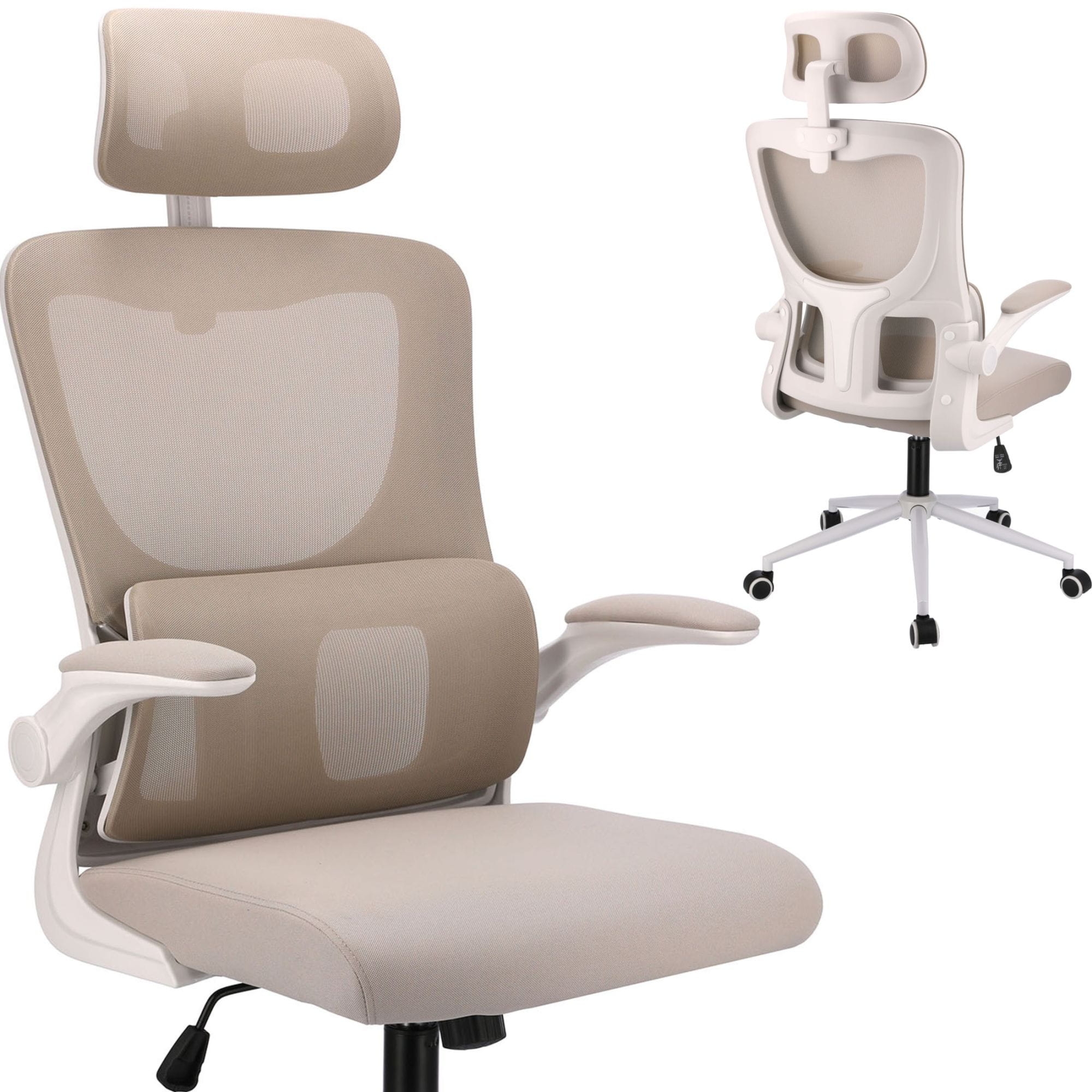 Fotel ergonomiczny, regulowany, MIDO, beżowy