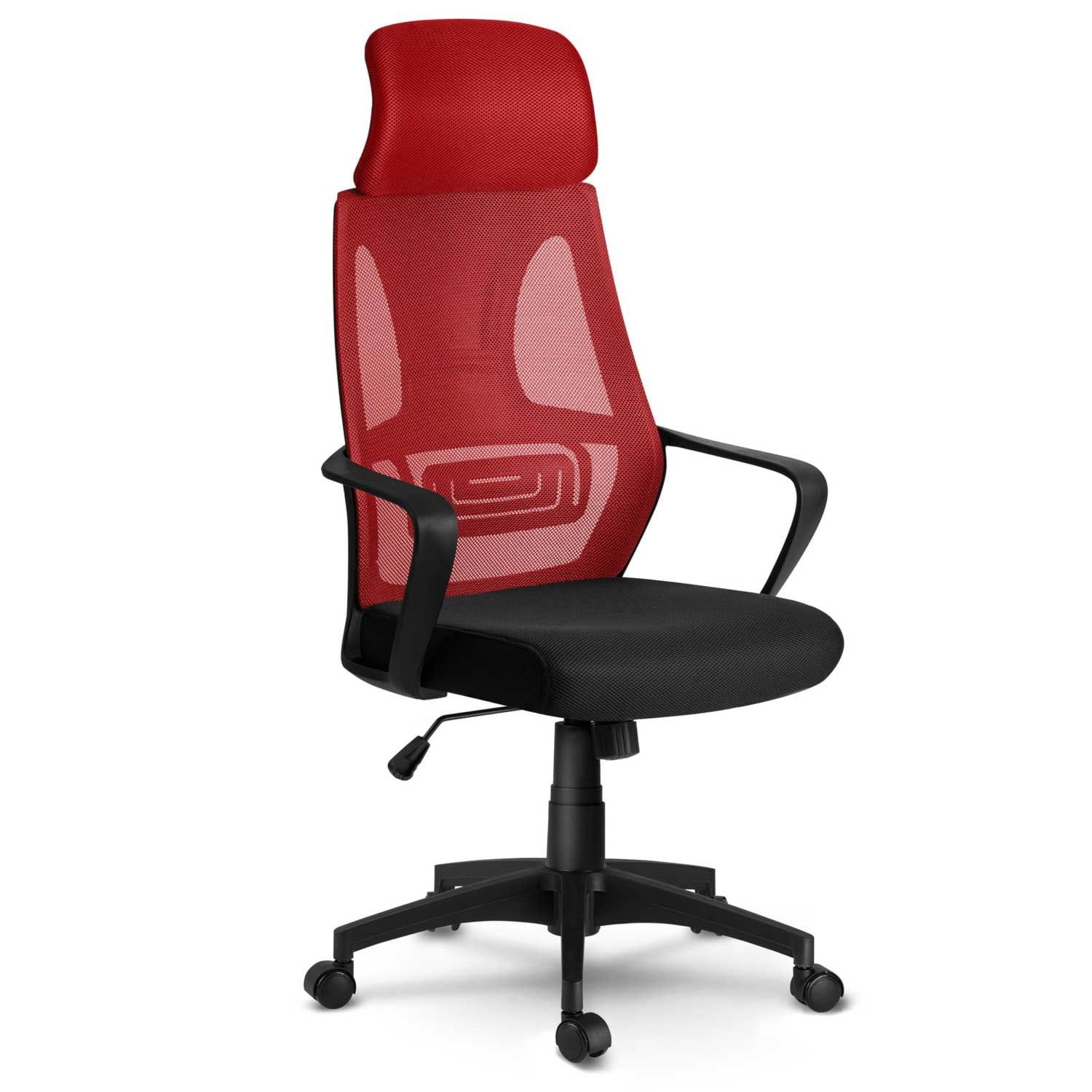 Fotel biurowy z mikrosiatką, ergonomiczny, Praga, czerwony, czarny