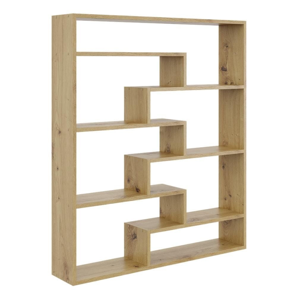 Regał ścienny na książki, biblioteczka, ELVO, 104x18x120 cm, dąb artisan, mat
