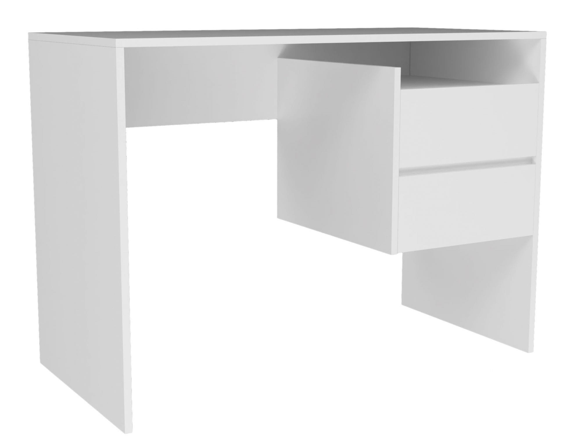 Biurko komputerowe, półka, szuflady, taco3, 125x52x76 cm, biel, mat