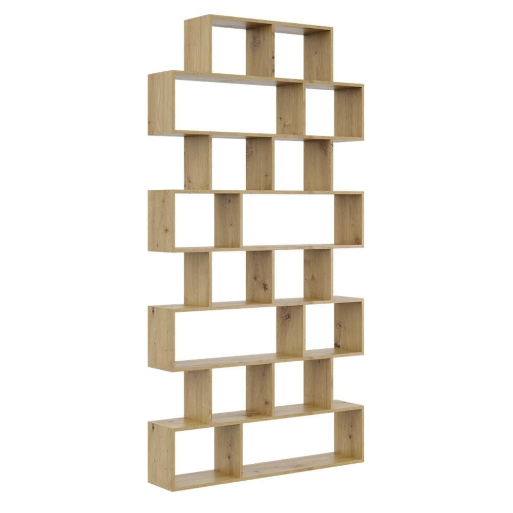 Regał otwarty, ścienny, biblioteczka, KADO, 124x18x240 cm, dąb artisan, mat