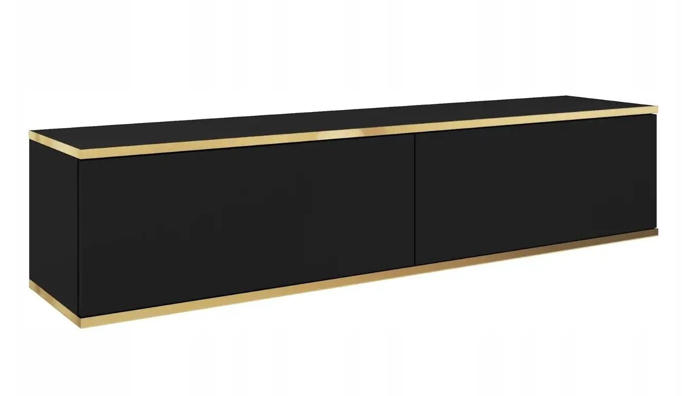 Szafka RTV, wisząca, glamour, Oris, 135x32x30 cm, czarny, mat