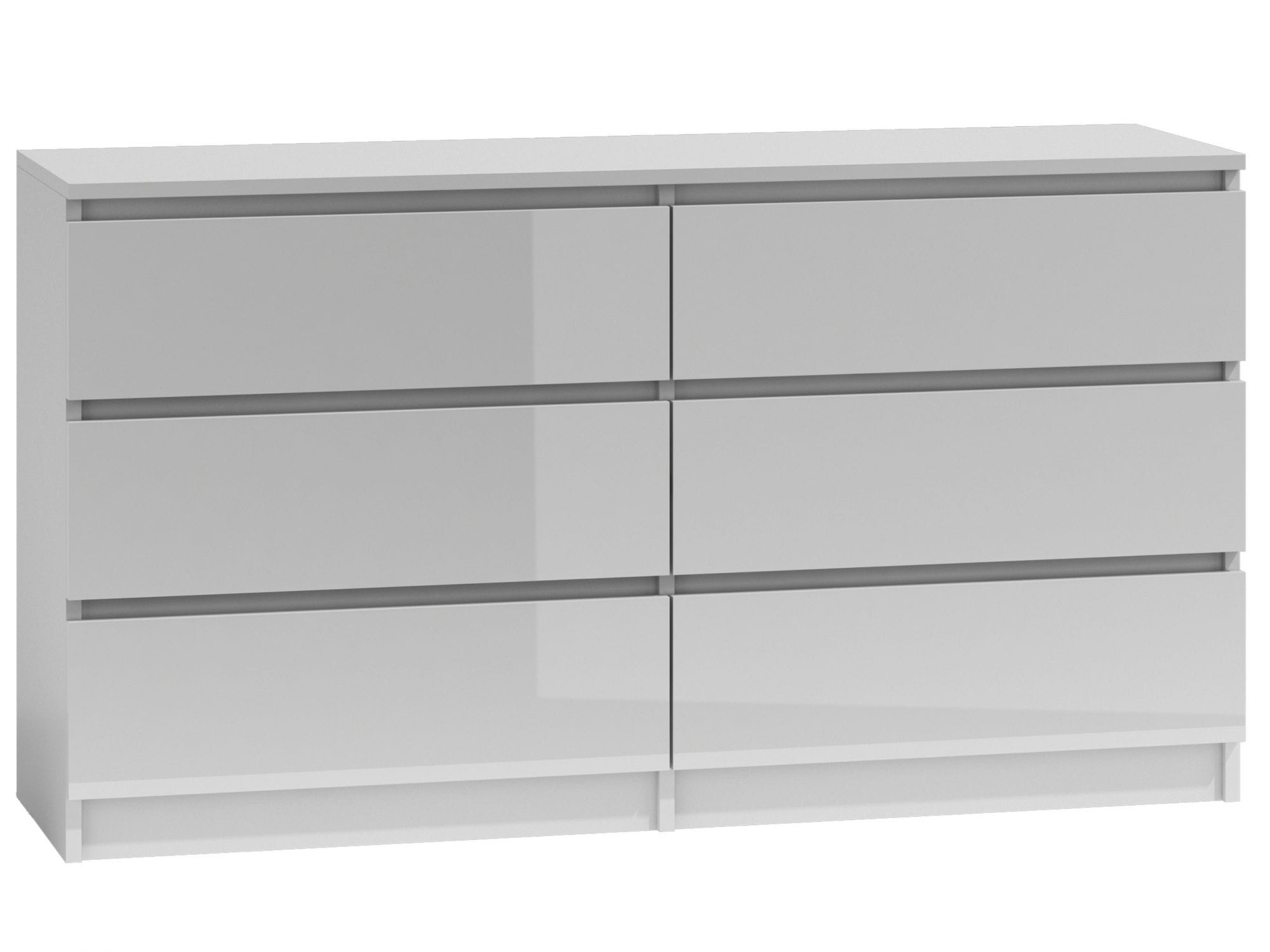 Komoda do sypialni, salonu, M6, 140x40x77 cm, biel, połysk