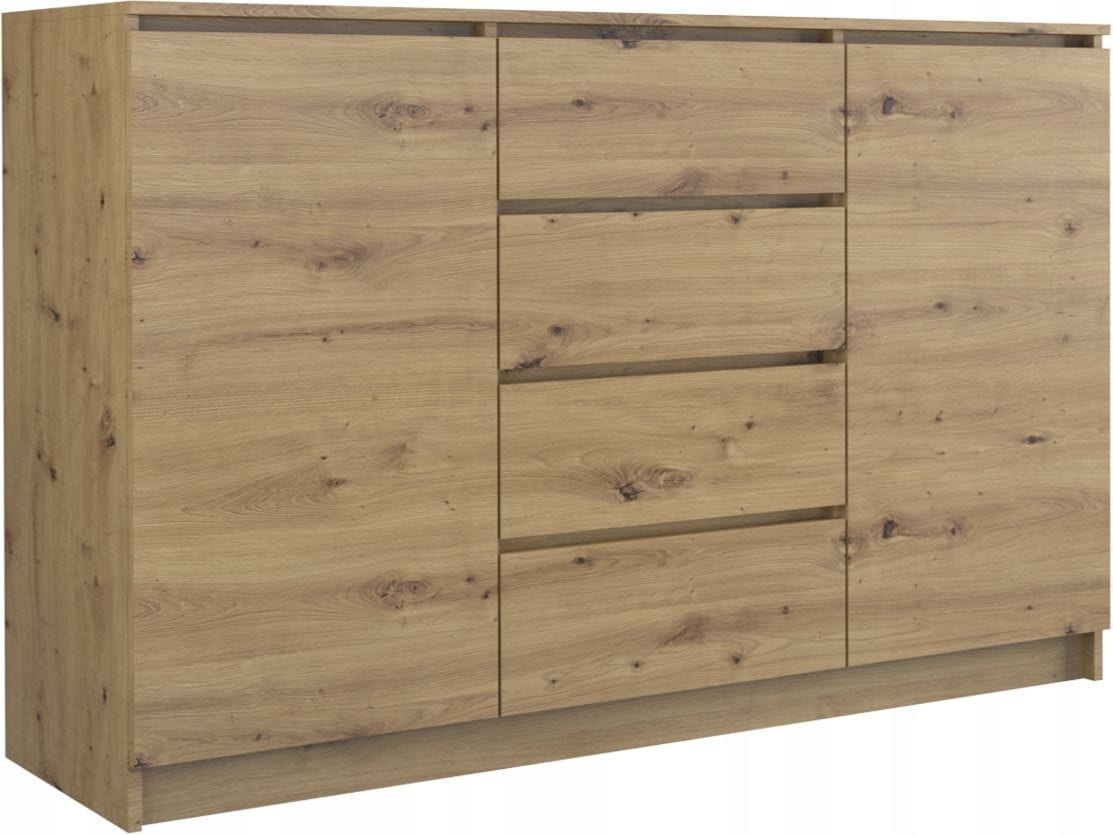 Komoda do sypialni, pokoju, 2D4S, 140x40x97 cm, dąb artisan