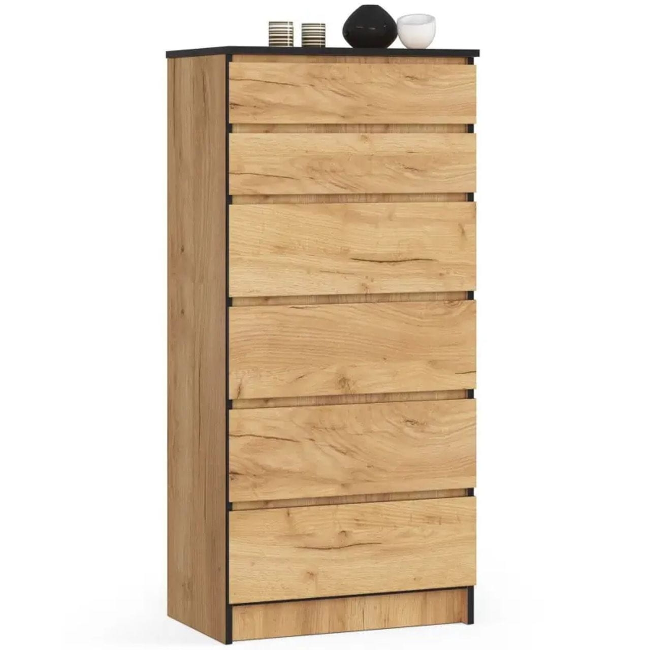 Komoda do sypialni, pokoju, 6 szuflad, STILO, 60x40x130 cm, dąb craft, mat