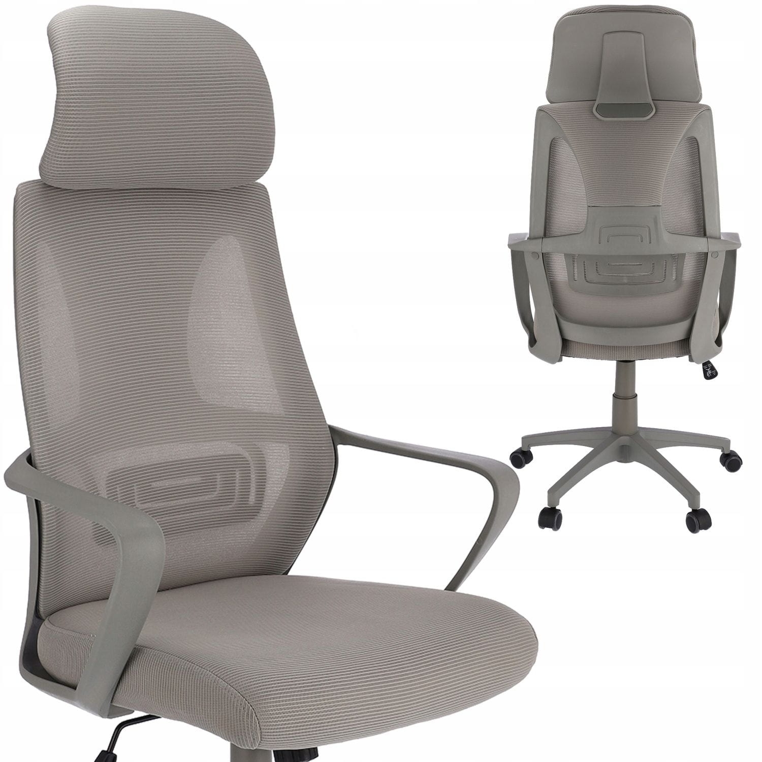 Fotel ergonomiczny, biurowy, LINDO, jasny szary