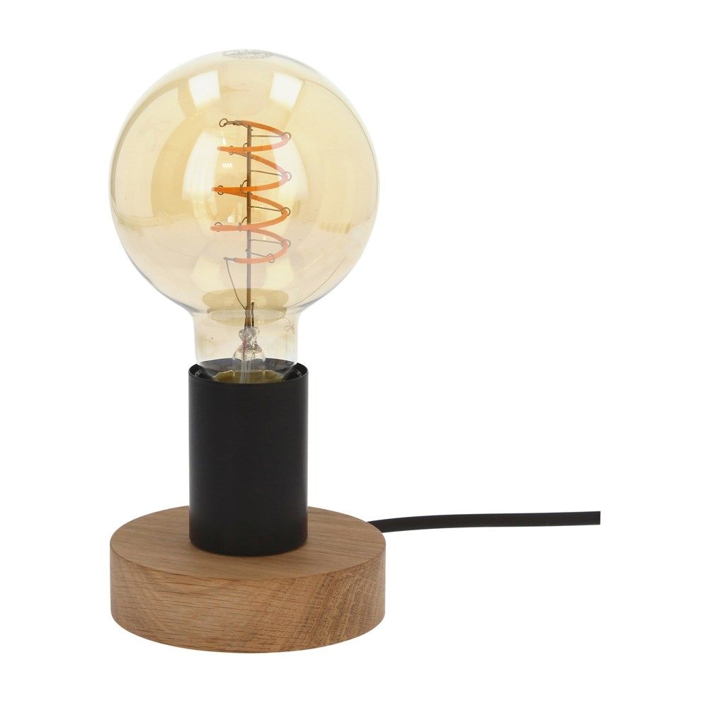 Zdjęcia - Lampa stołowa Topeshop  do salonu, Enar, 10x10 cm, czarny, dąb olejowany 