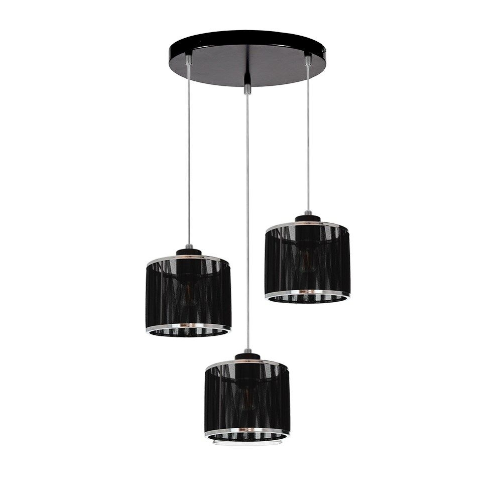 Фото - Люстра / світильник Topeshop Lampa wisząca 3-punktowa, Anina, 35x110 cm, czarny, transparentny 