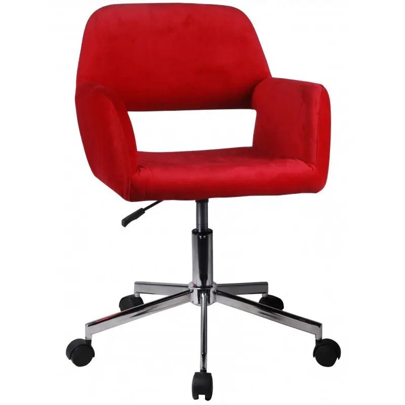 Zdjęcia - Fotel komputerowy Akord Fotel obrotowy do salonu, biura, welurowy, FD-22, czerwony 