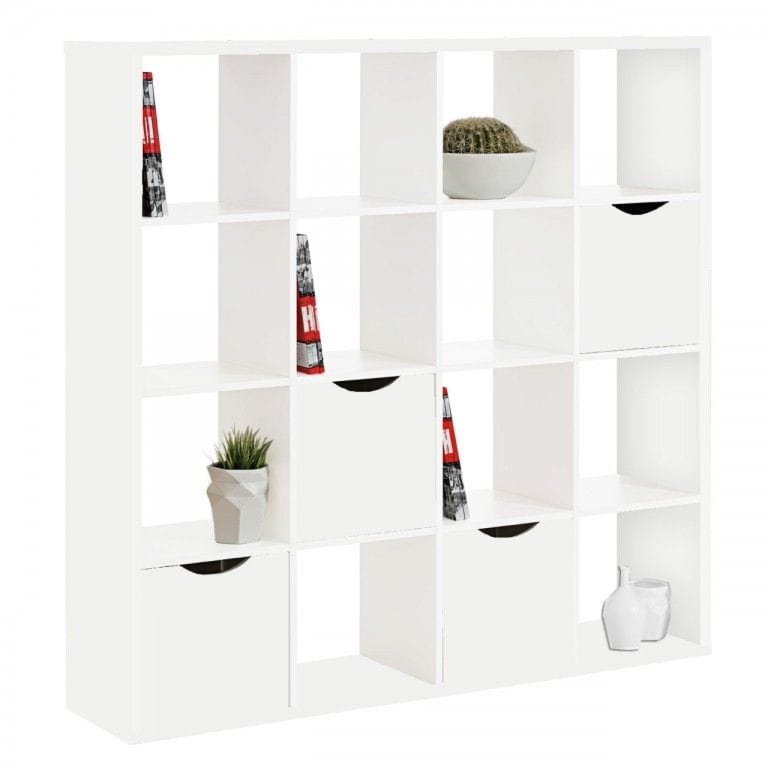 Regał otwarty, dwustronny, ARTEO, 145x34x146 cm, biały, mat