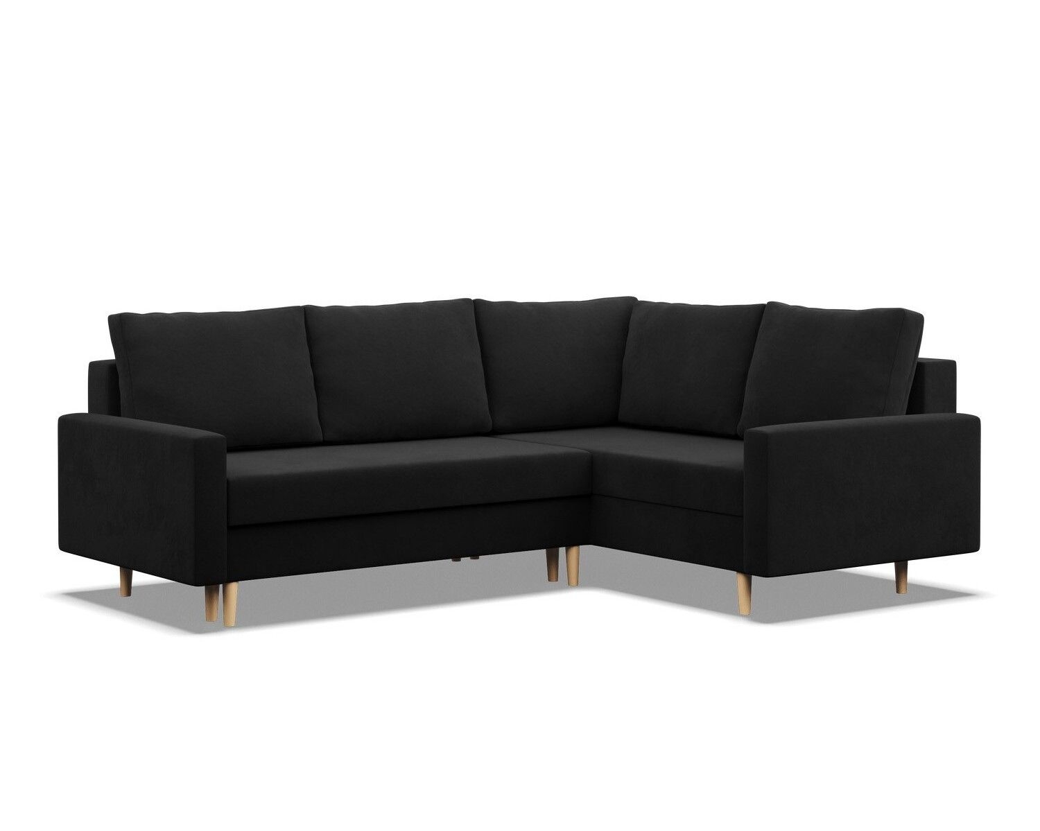 Duży narożnik, prawy, Blank Mikrofaza, 223x172x88 cm, czarny