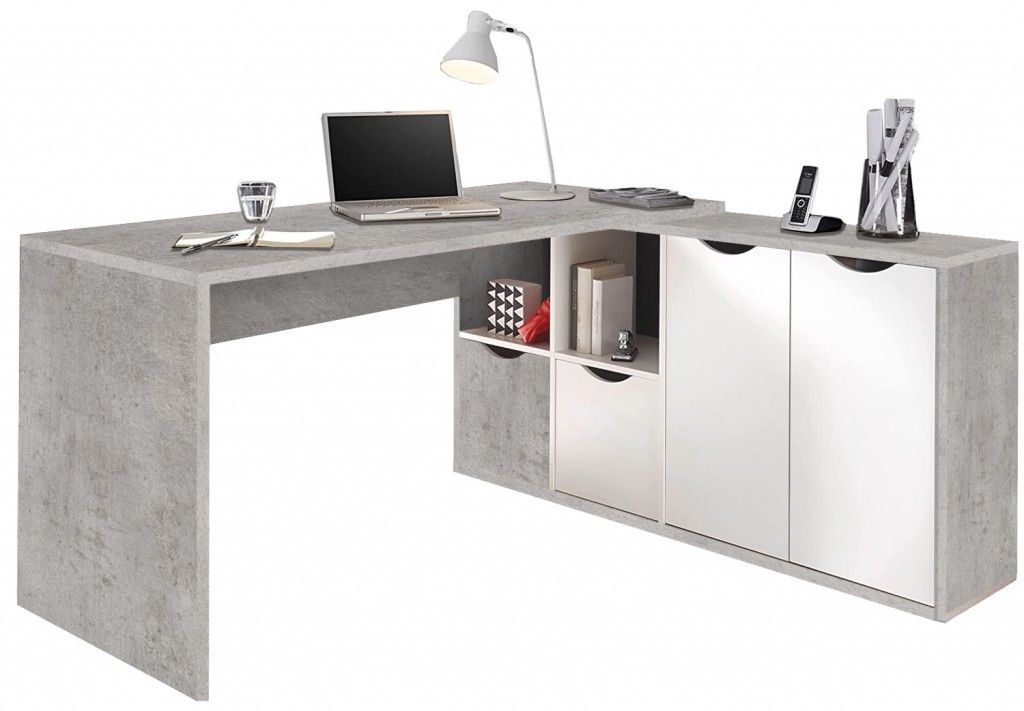 Фото - Офісний стіл Meble okmed Biurko narożne, Slash, 160x67x77 cm, biały, szary, mat