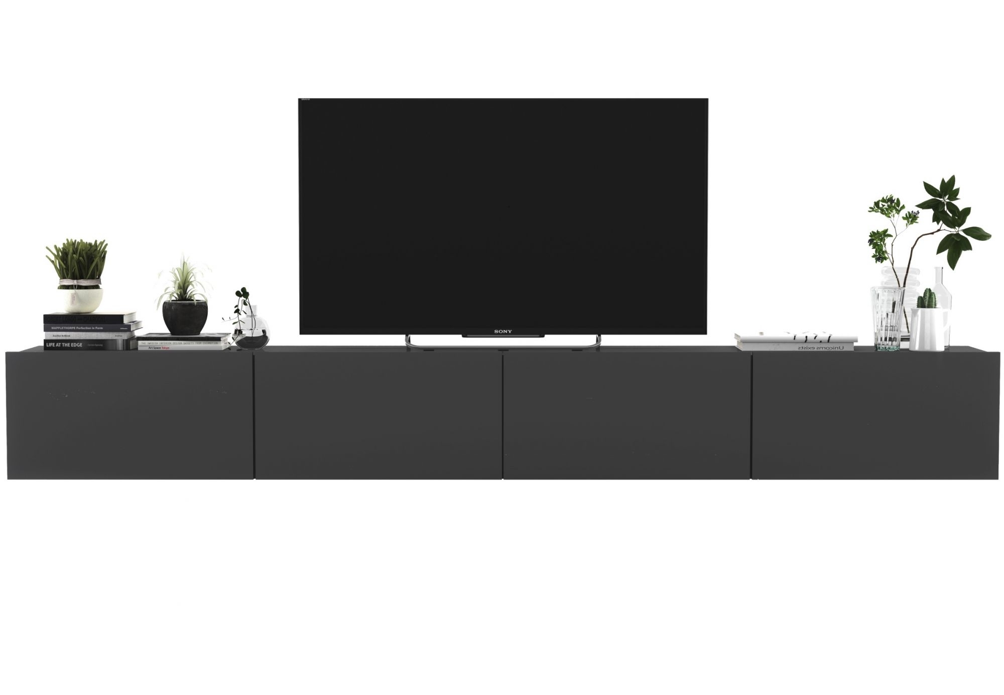 Szafka RTV, wisząca, loft, industrialna, enjoy, 240x35x30 cm, grafit, mat