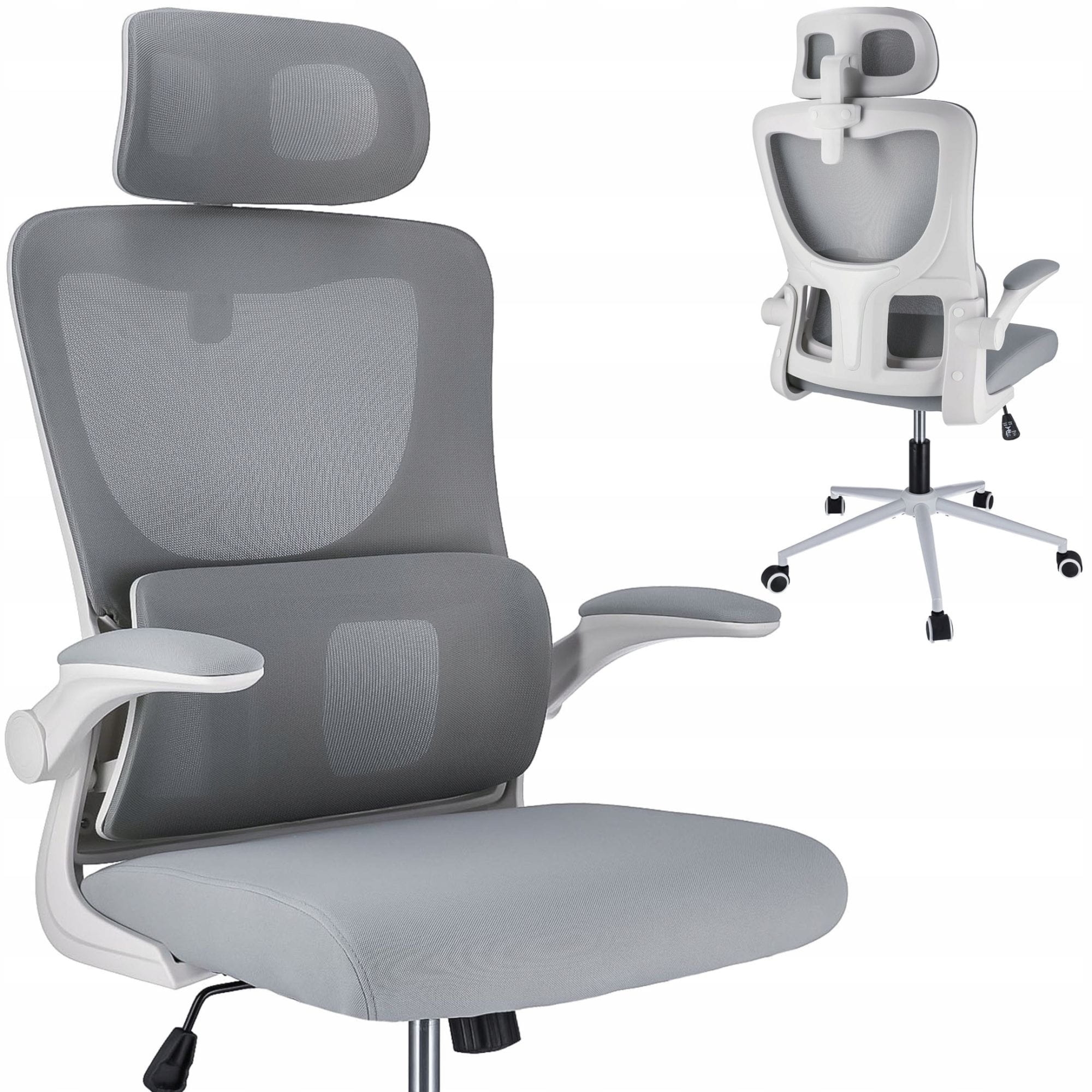 Fotel ergonomiczny, regulowany, MIDO, szary