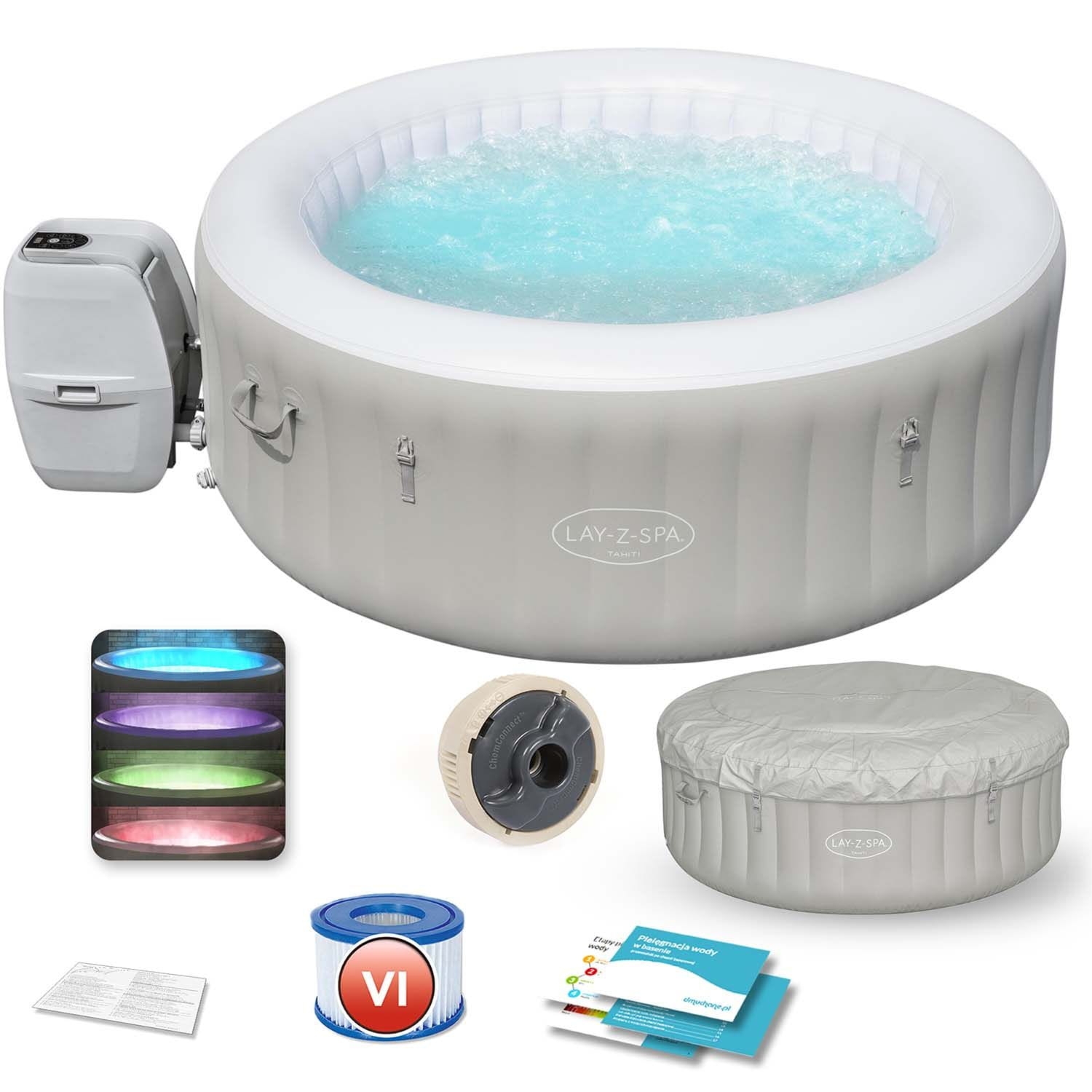 Dmuchane SPA z masażem i podgrzewaczem wody, 4 osobowe, Bestway, 180x66 cm