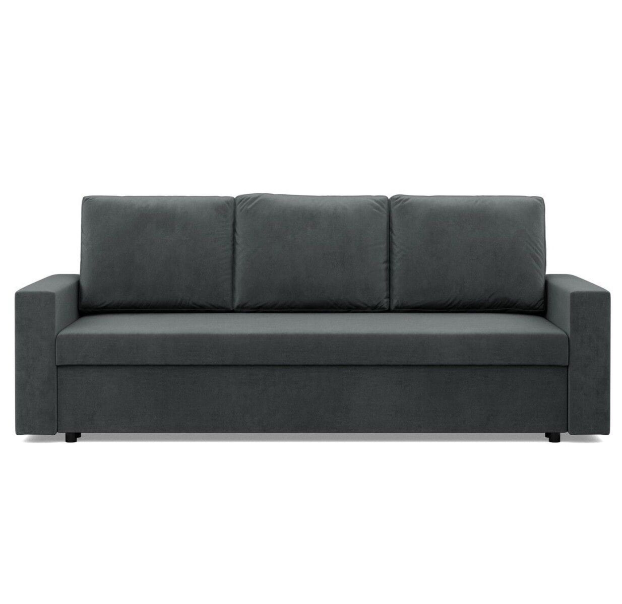 Kanapa 3 osobowa, BLOM, velvet, 220x92x92 cm, ciemny szary