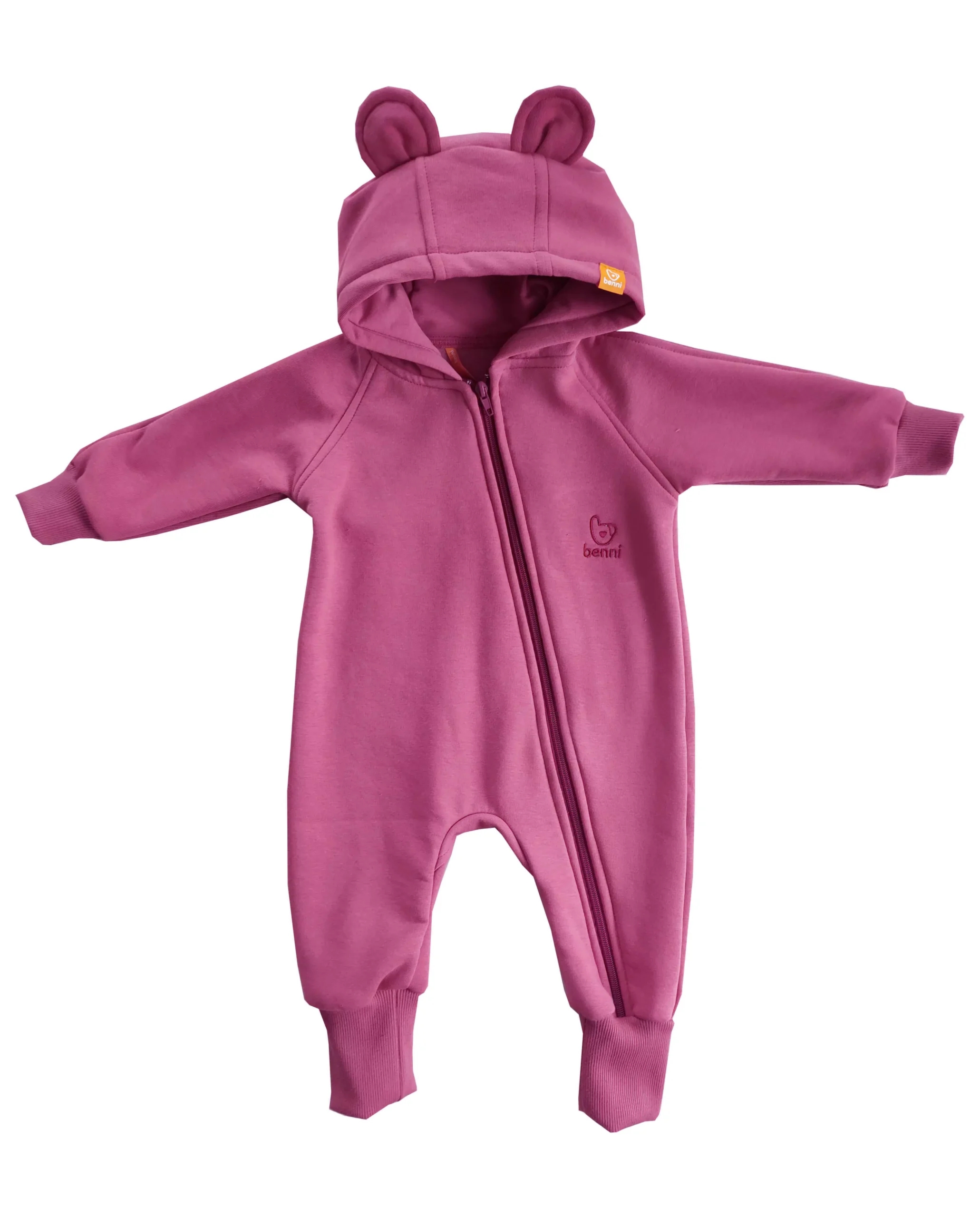 kombinezon na zamek | Miś | cyklamenowy - 62