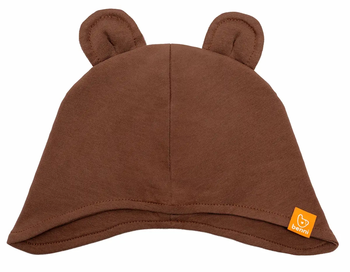 czapka zakrywająca |uszy dziecka |brązowa - XS