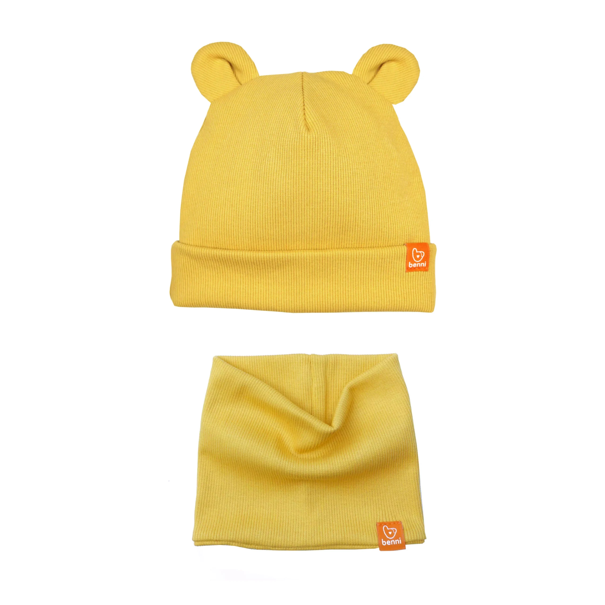 komplet | czapka PUCHATKA z kominem | miodowy - XL