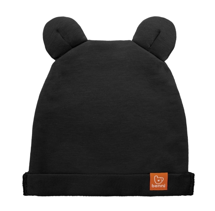 czapka BEANIE BEAR |z uszami misia |czarna - L