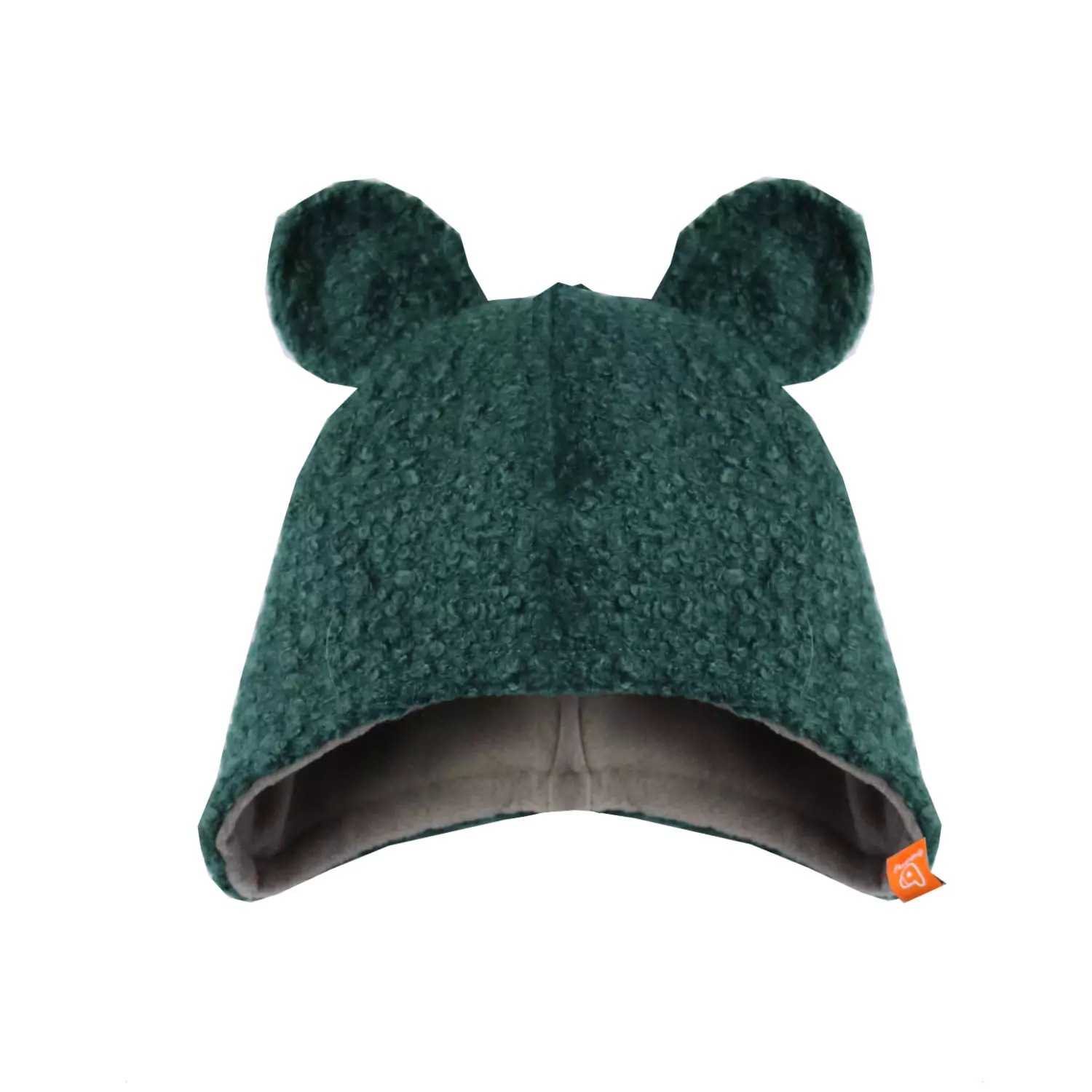 czapka z uszami misia | zielona - XL
