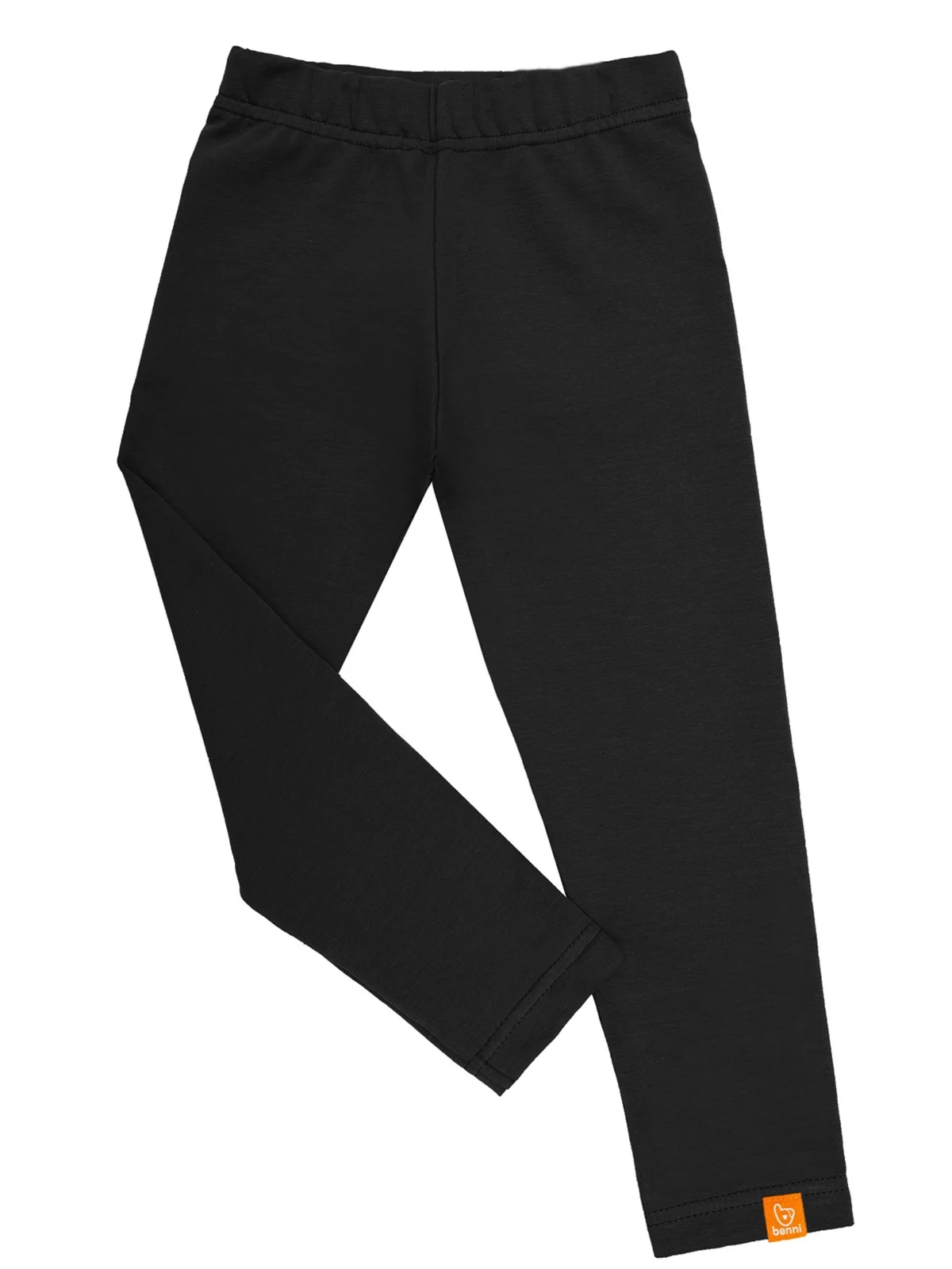 legginsy dla dziewczynki | RAINBOW | gładkie czarne - 110