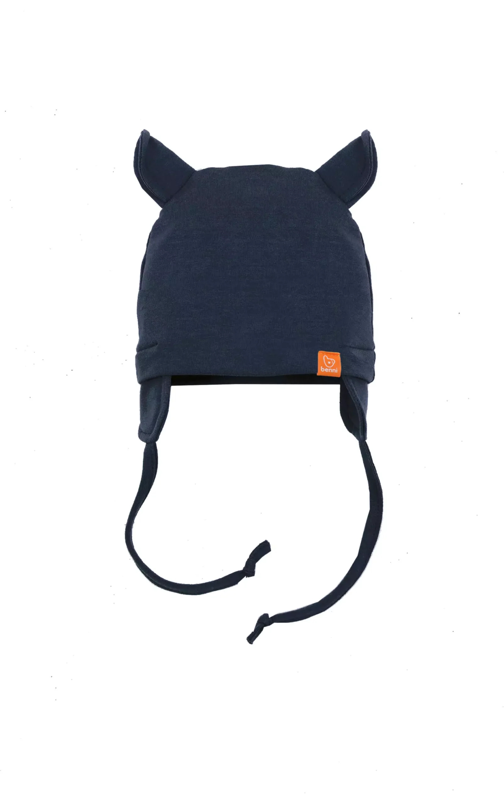 czapka wiązana BENNI z uszkami | granatowa - M
