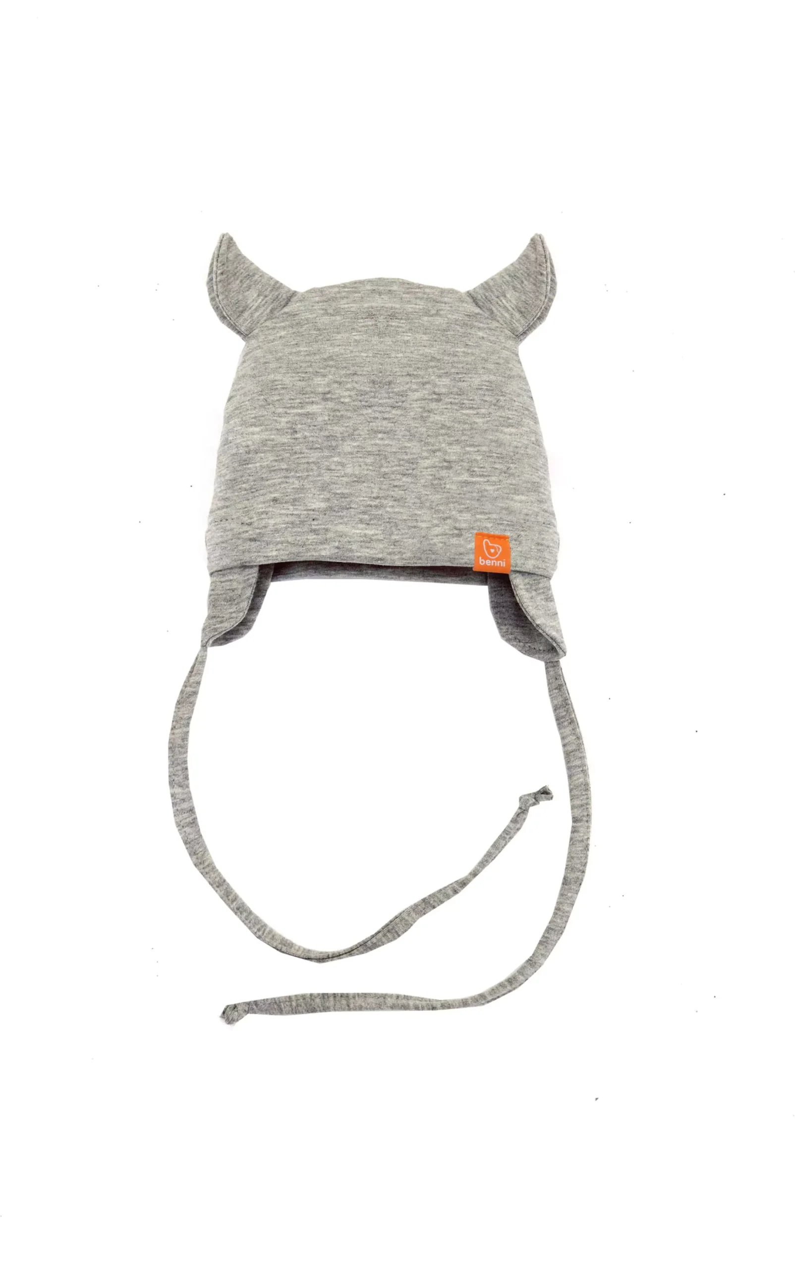 czapka wiązana BENNI z uszkami | szara - XS