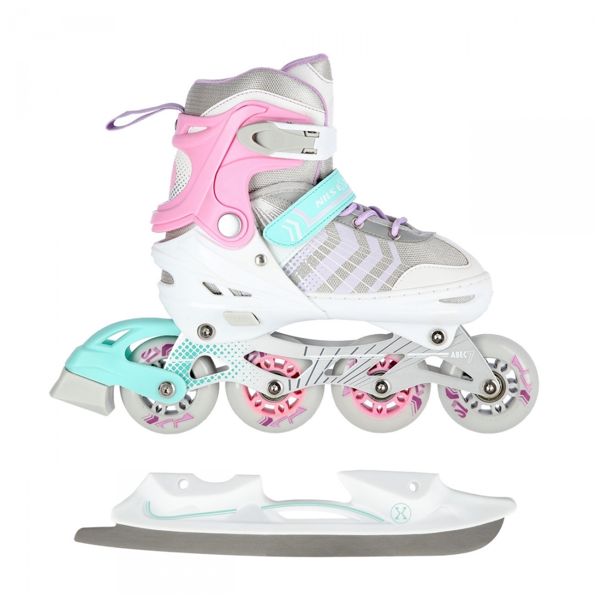 Rolki 2w1 Nils Extreme NH18192 (white/pink)