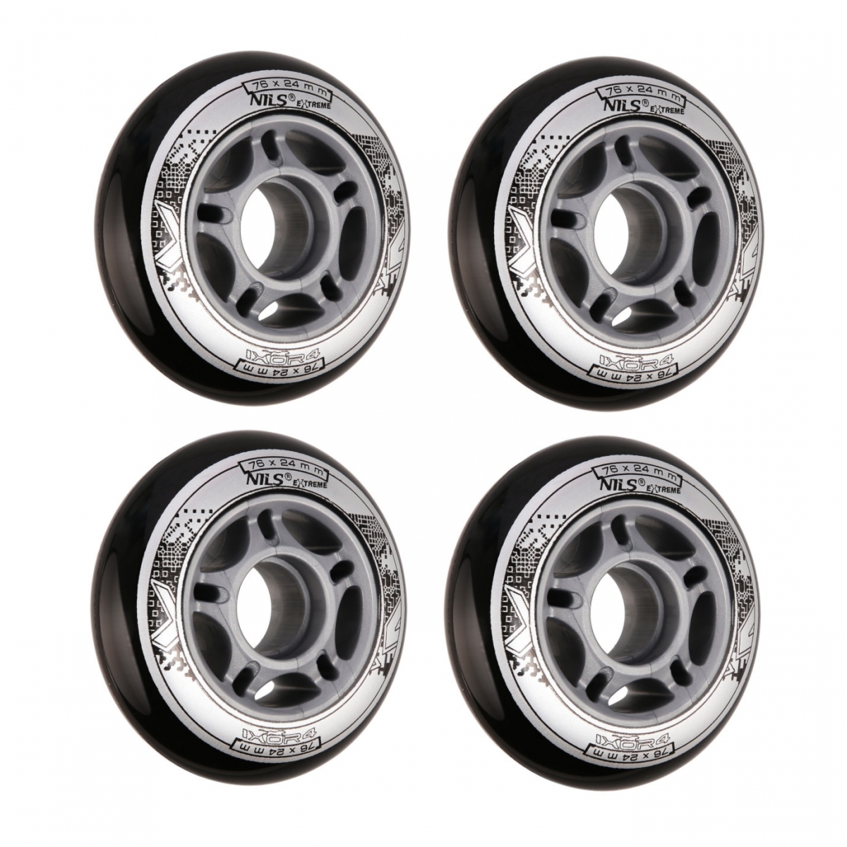 4 kółka Nils 76mm 82A (czarne)