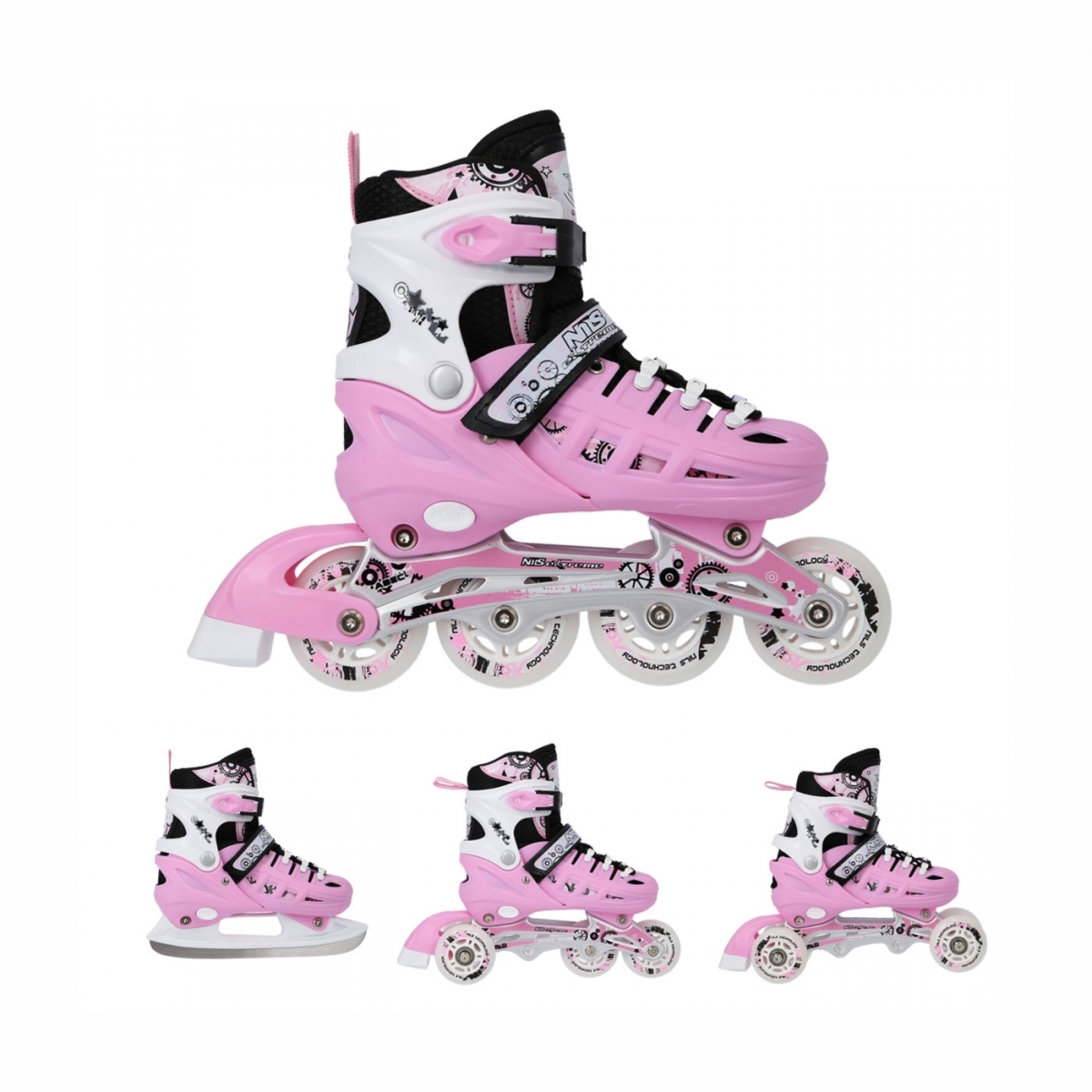 Rolki 4w1 Nils Extreme NH10905 (white/pink)