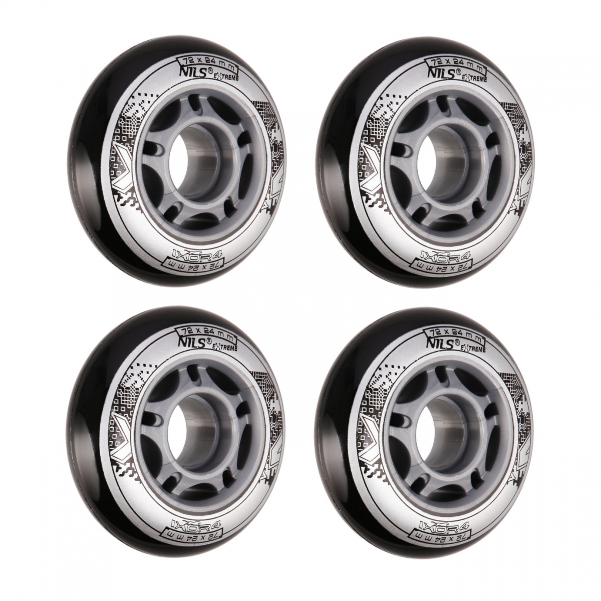 4 kółka Nils 72mm 82A (czarne)