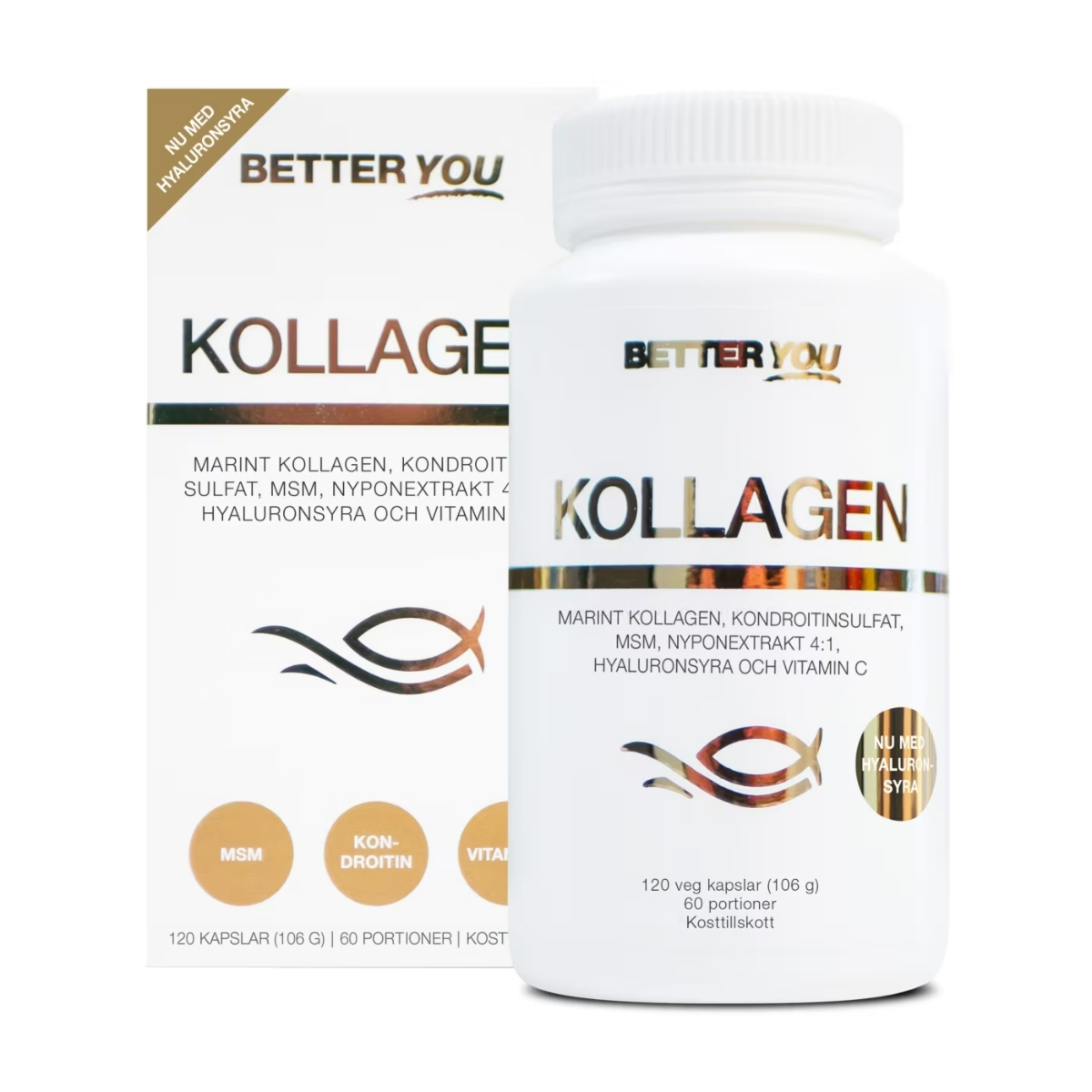 BETTER YOU Kolagen z kwasem hialuronowym - wsparcie dla skóry i stawów, 120 kapsułek