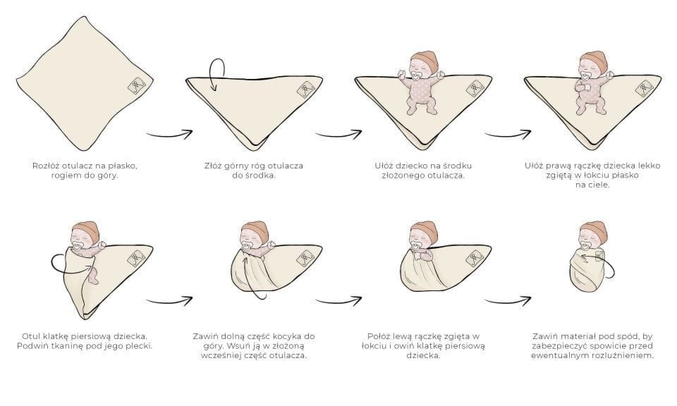 Kocyk/Otulacz ze 100% wełny merino warm beige Leaves - premium collection