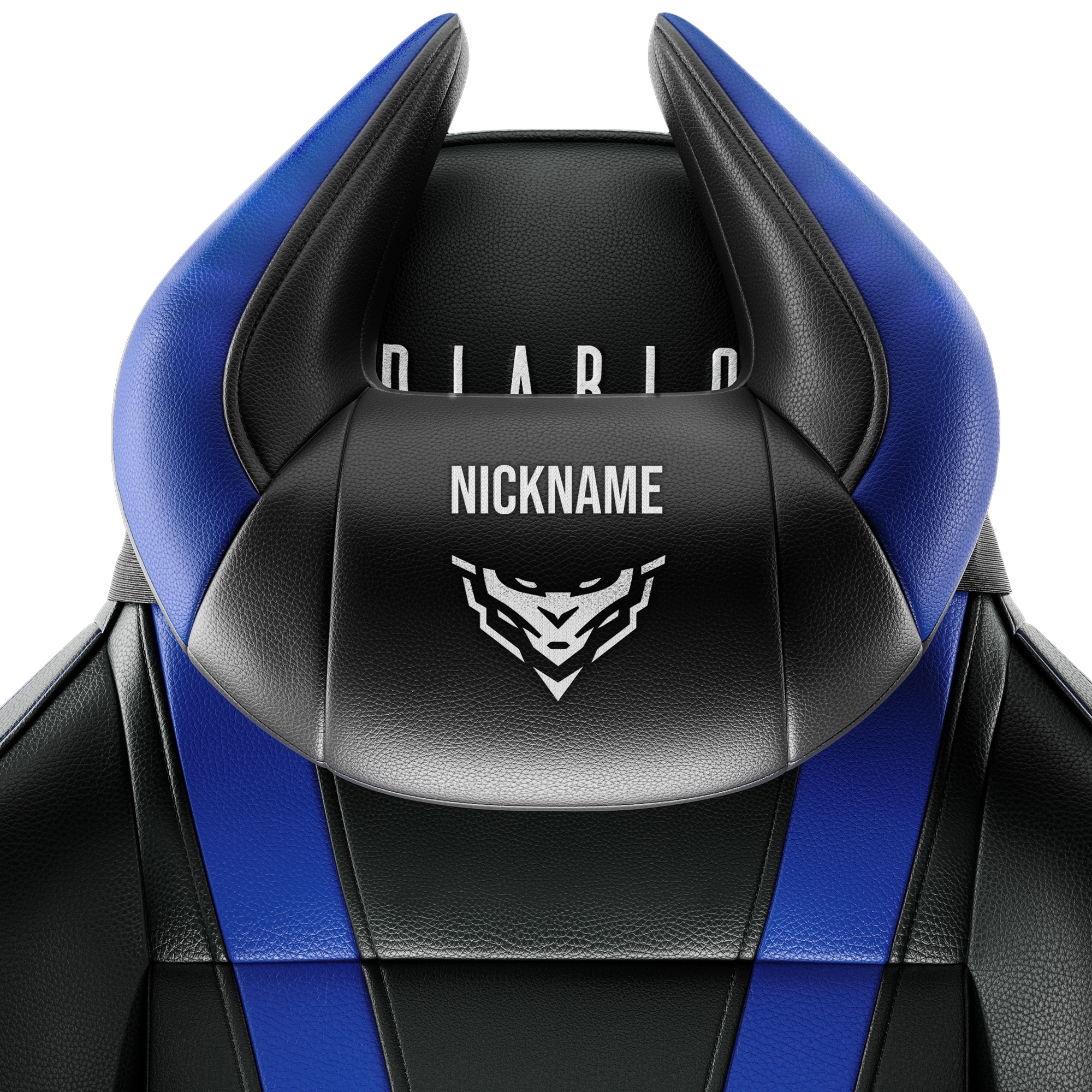 Poduszka zagłówek Diablo X-Horn ze spersonalizowanym haftem, czarno-niebieska