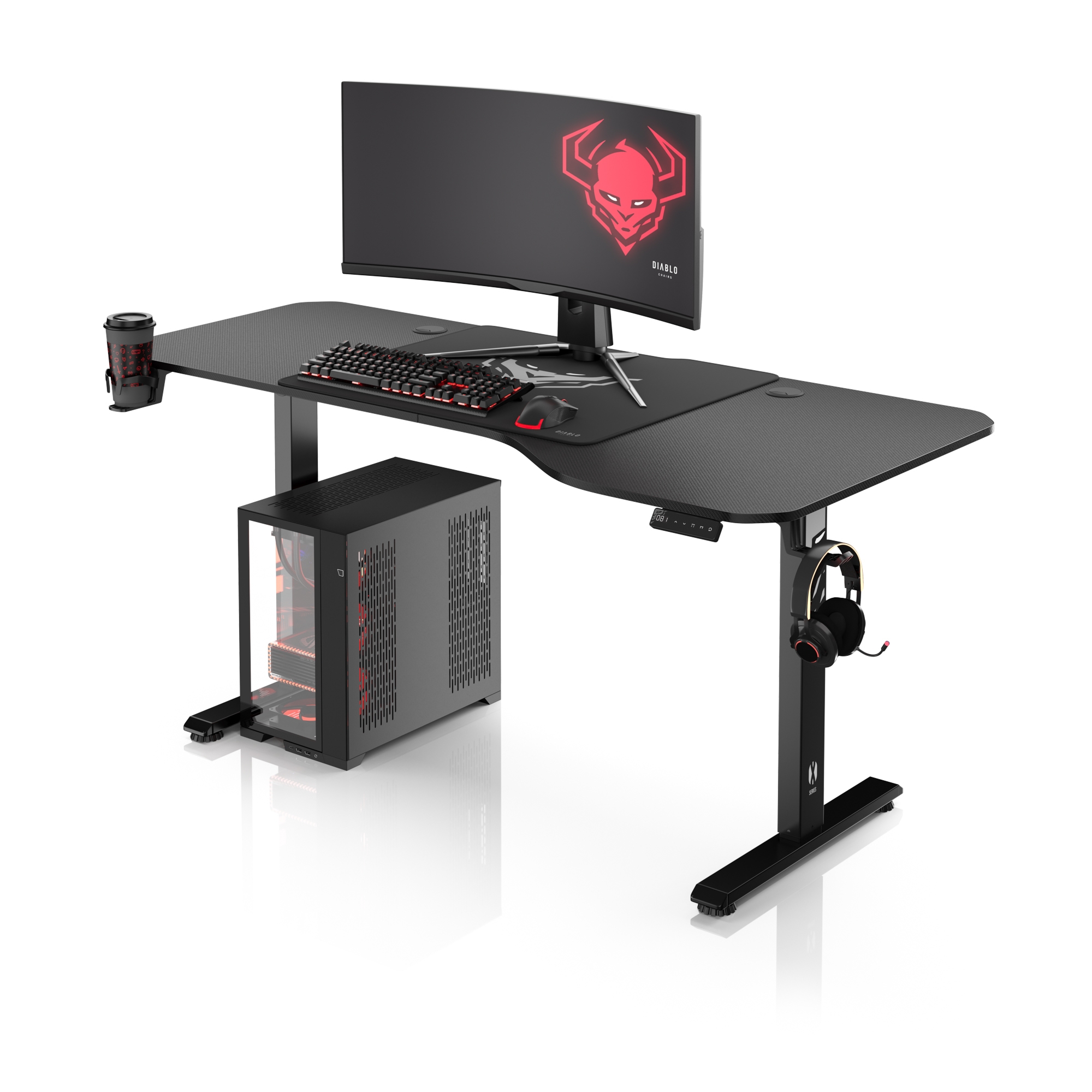 Biurko z regulacją wysokości DIABLO X-TENSIO 1600 czarne