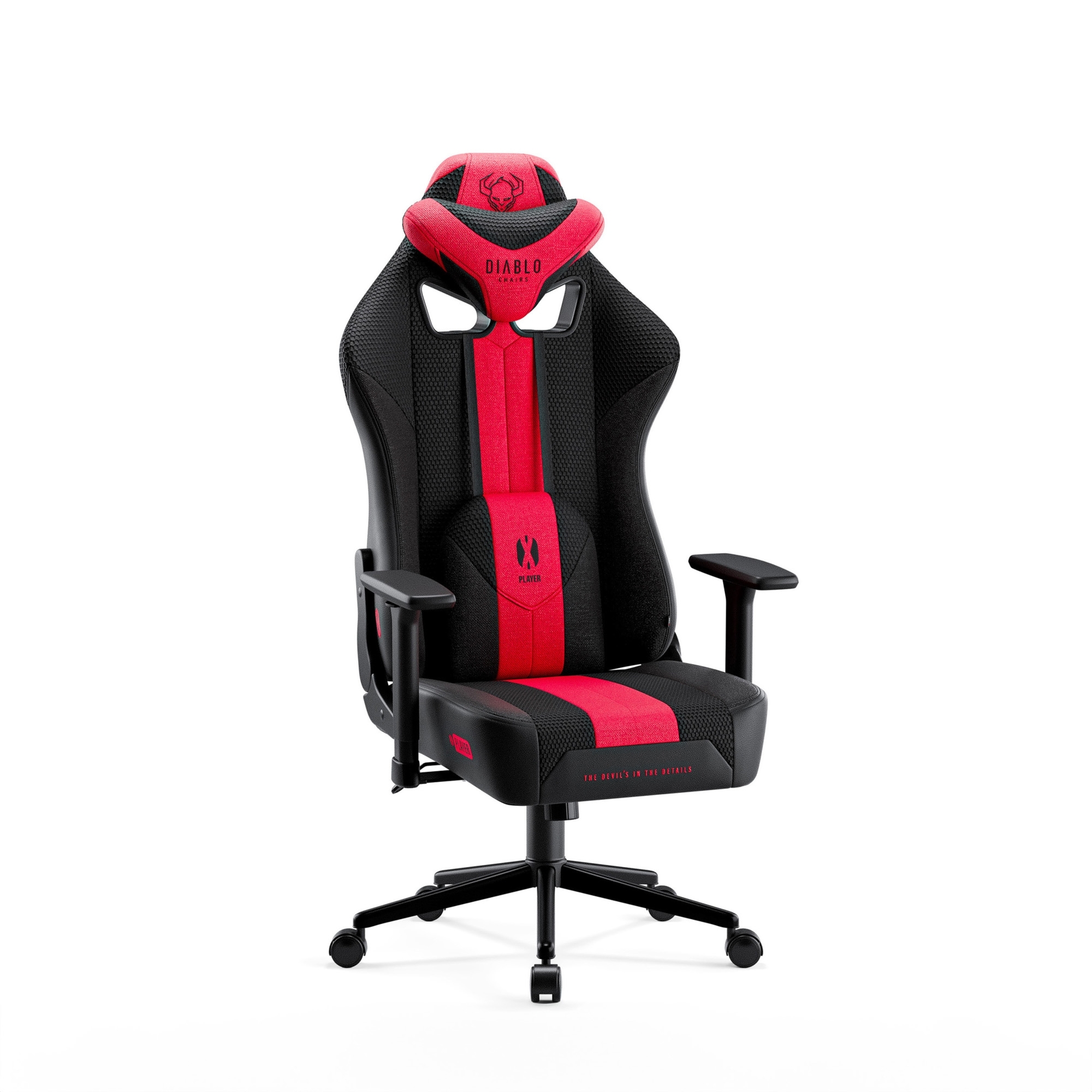 Materiałowy Fotel Diablo X-Player 2.0 Small: Karmazynowo-antracytowy