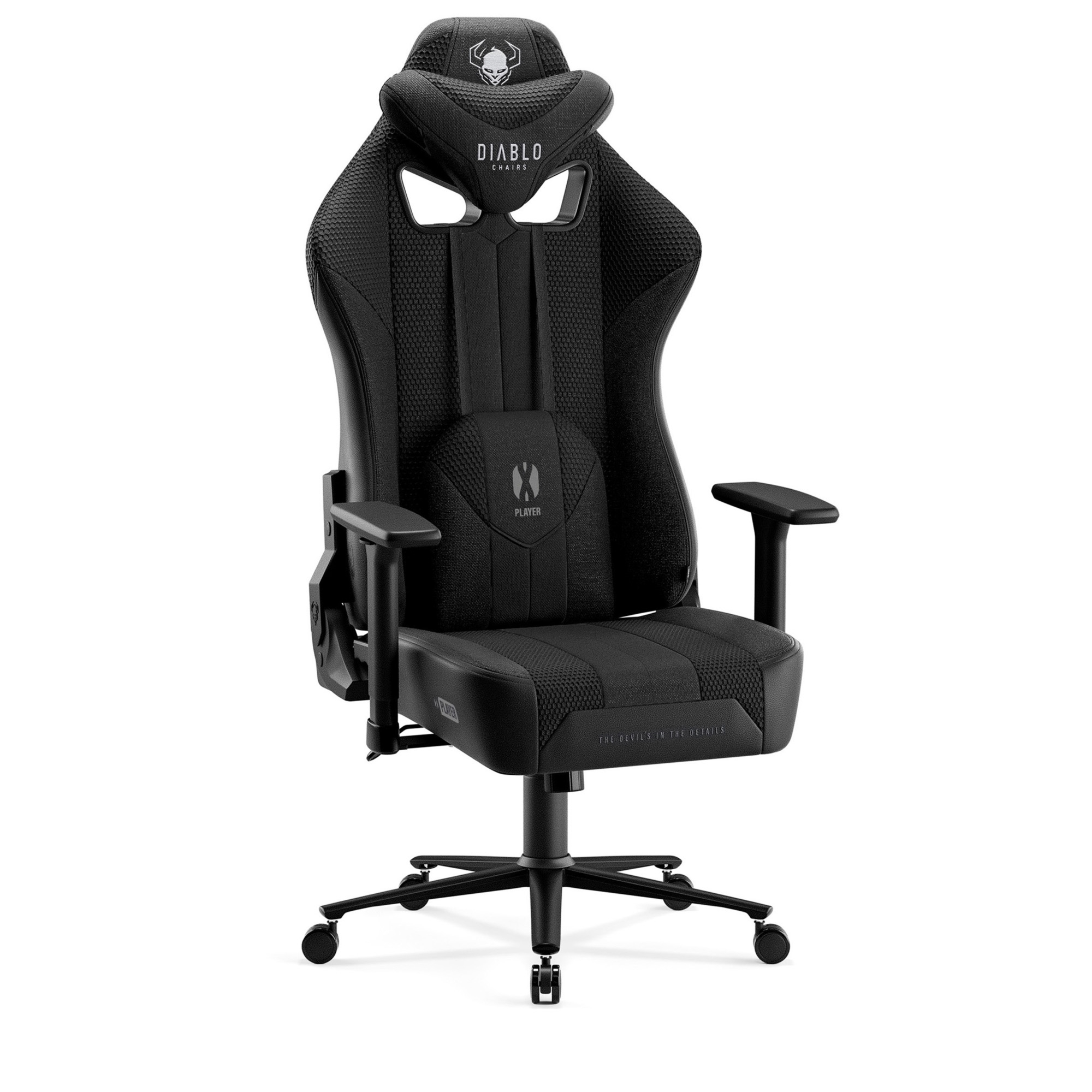 Materiałowy fotel gamingowy czarny Diablo X-Player 2.0 King Size
