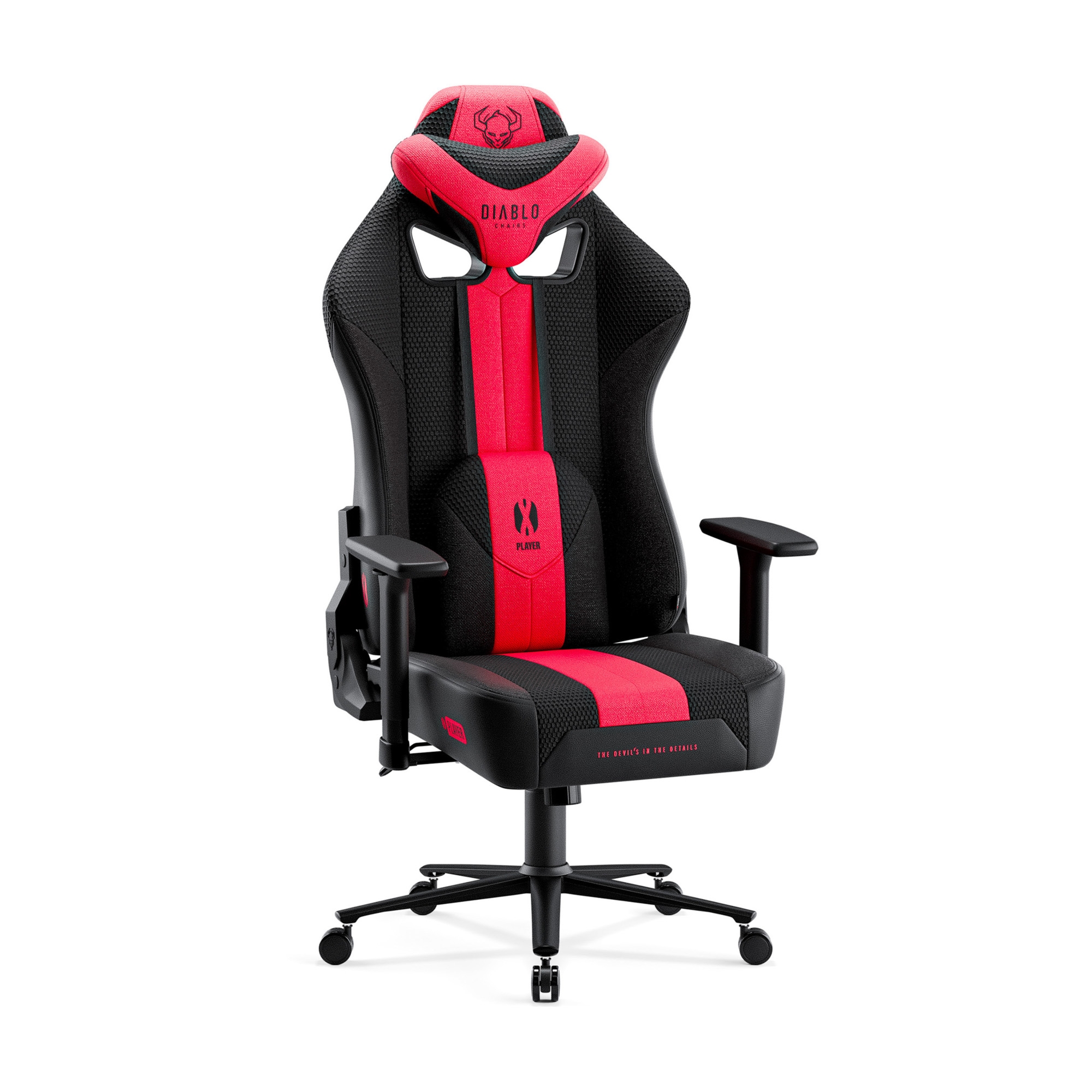 Materiałowy fotel gamingowy Diablo X-Player 2.0 Normal Size, karmazynowo-antracytowy