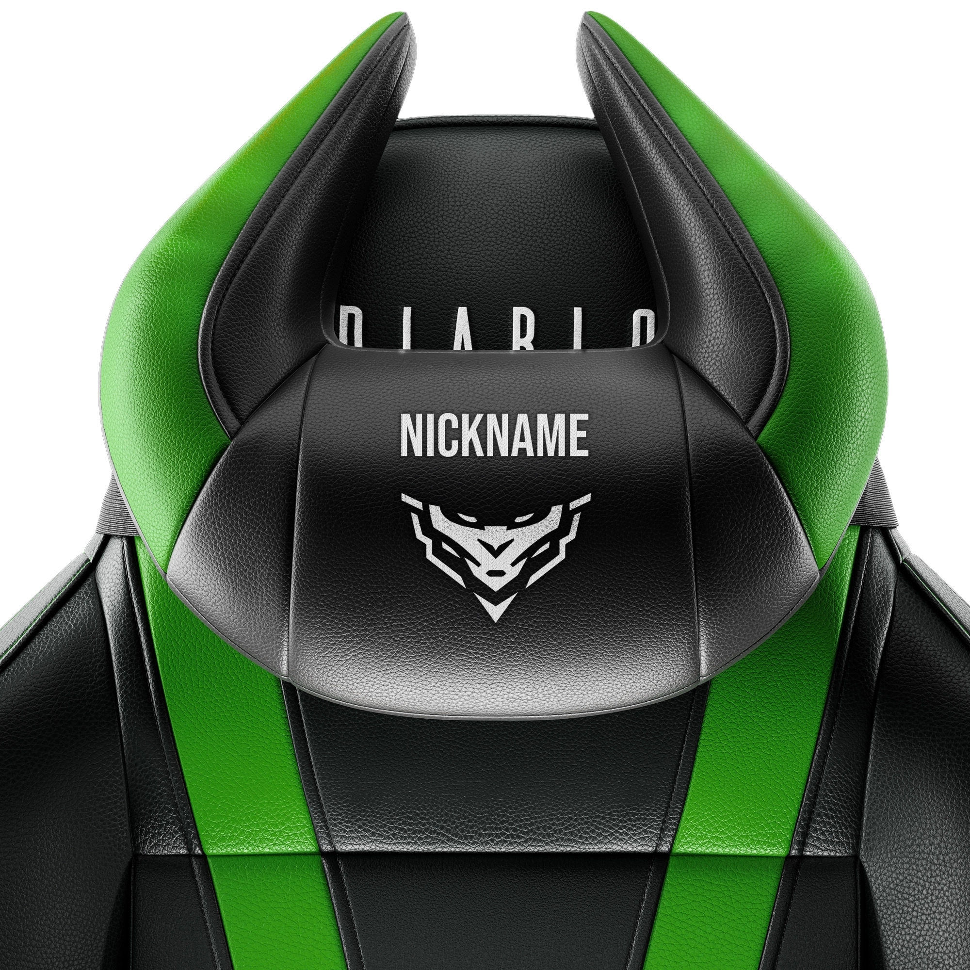 Poduszka zagłówek Diablo X-Horn ze spersonalizowanym haftem, czarno-zielona