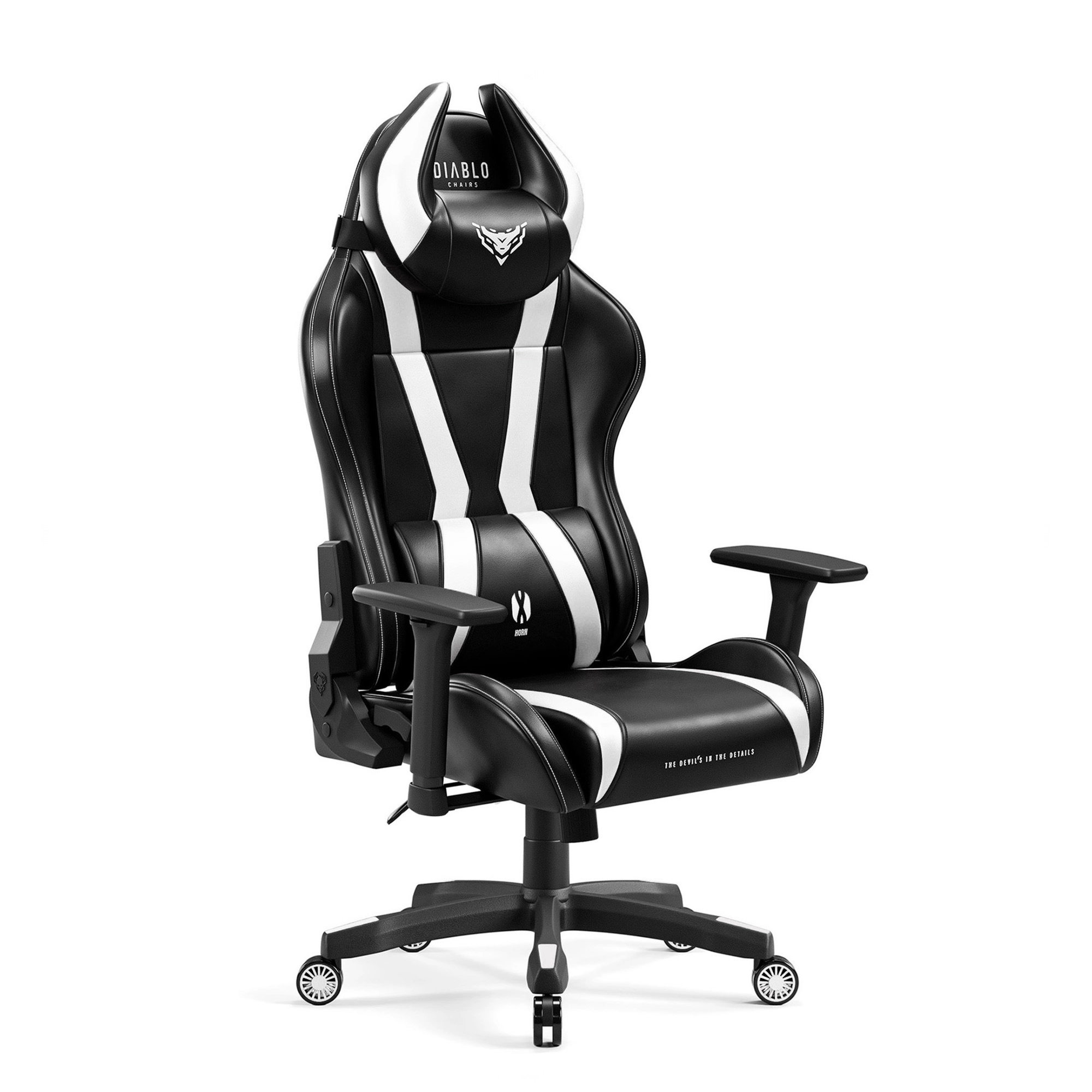 Fotel gamingowy Diablo X-Horn 2.0 Normal Size, czarno-biały