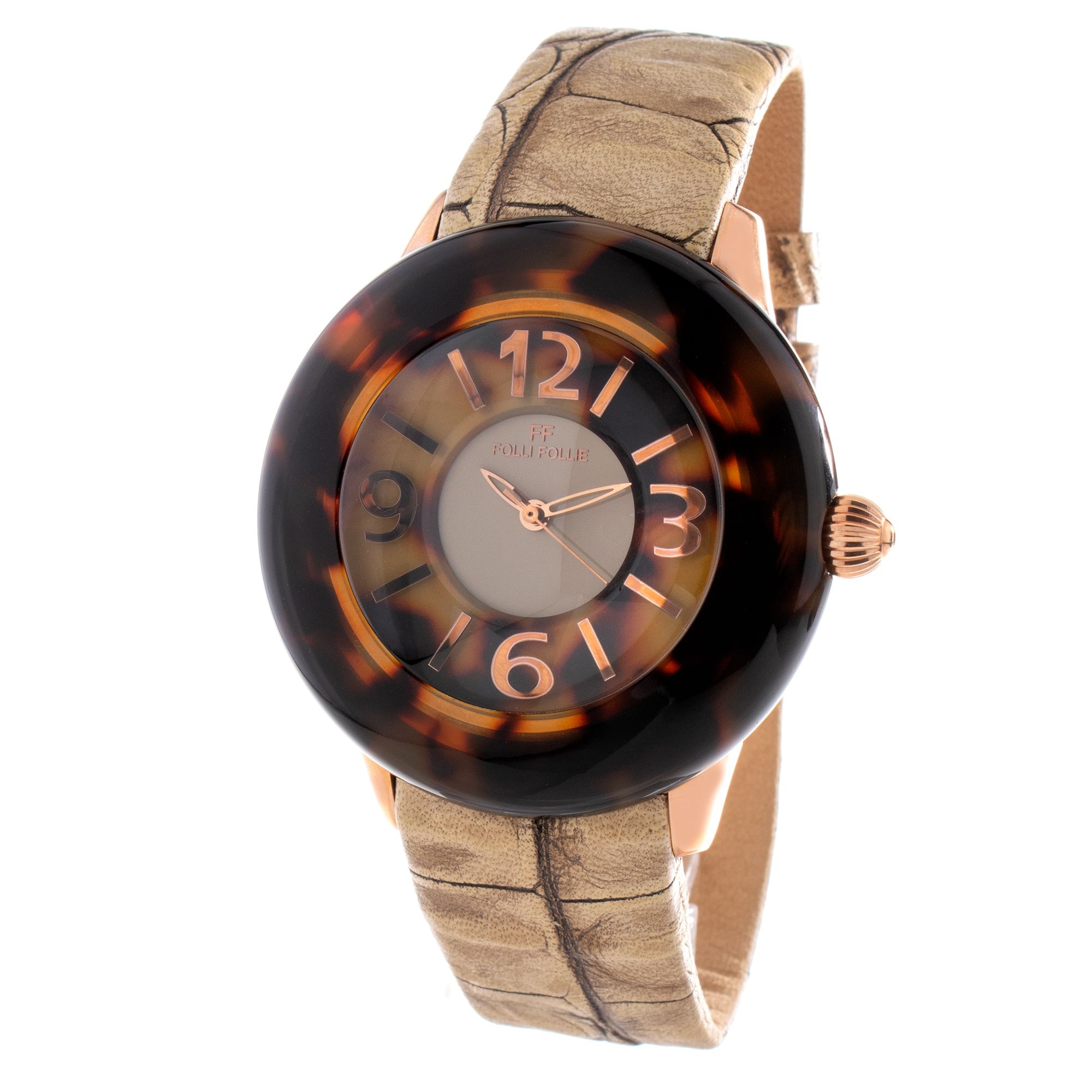 Folli Follie WF8R034SSI zegarek damski na pasku skórzanym 45 mm
