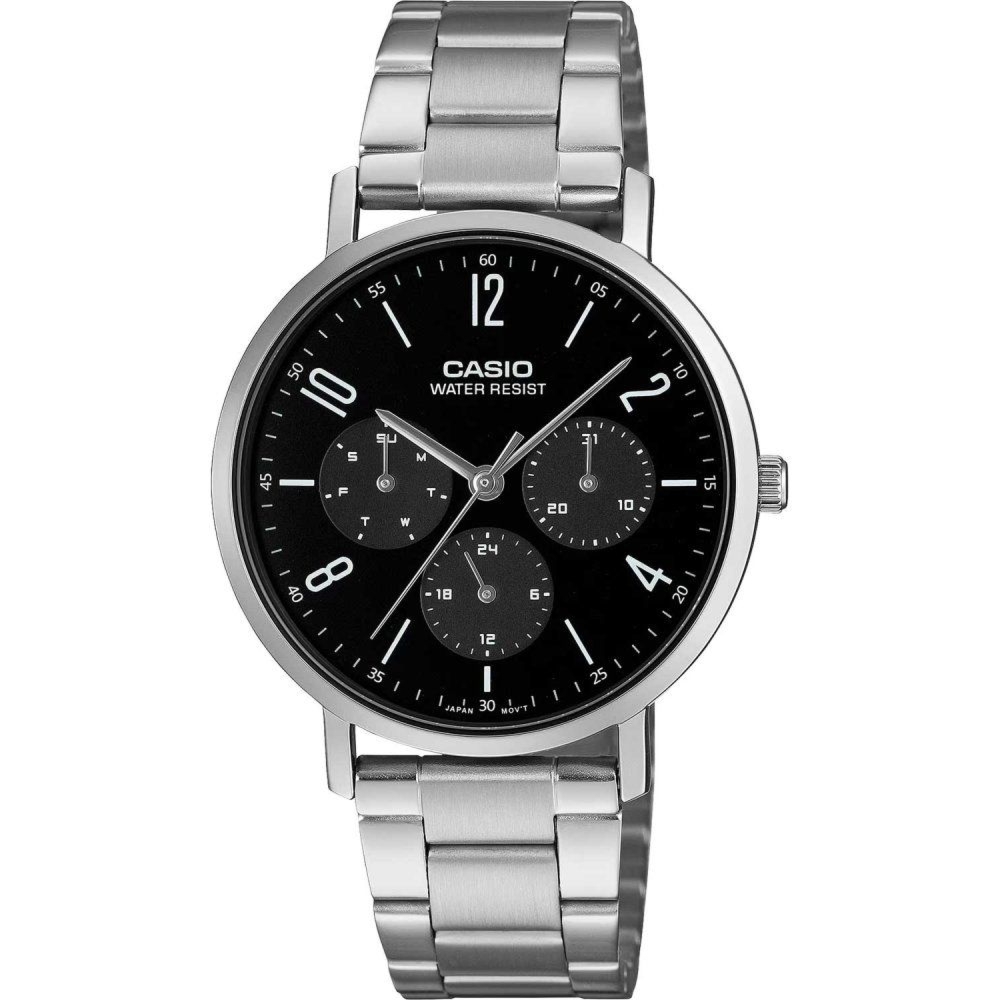 Casio MTP-VT06D-1BDF Zegarek męski czarna tarcza bransoleta 37 mm
