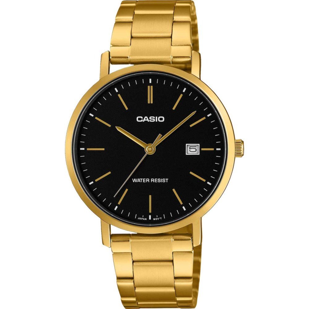 Casio MTP-VT05G-1EDF Zegarek męski złoty czarna tarcza bransoleta 37mm