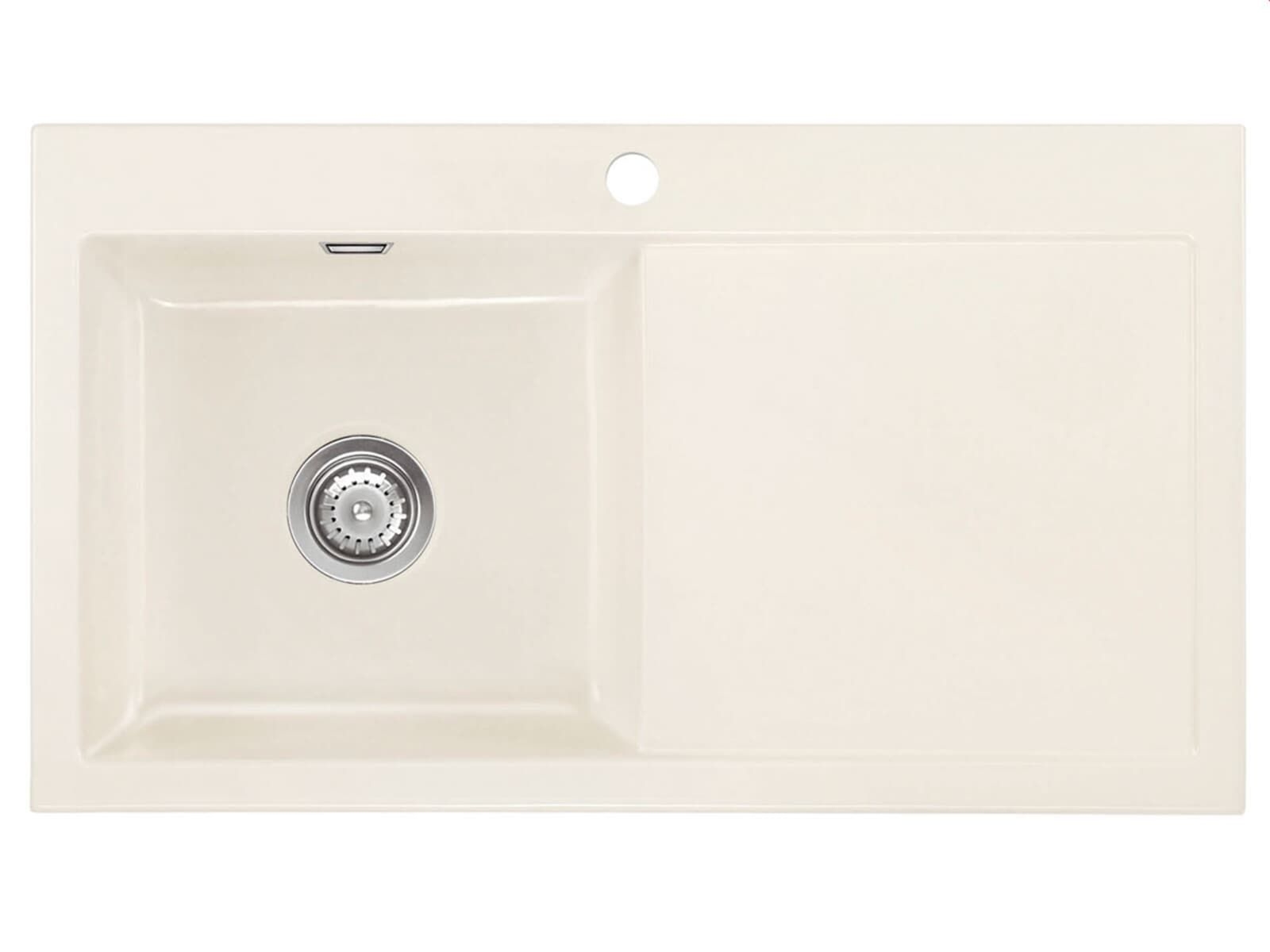 Systemceram Mera 90 Magnolia, zlewozmywak ceramiczny, korek manualny