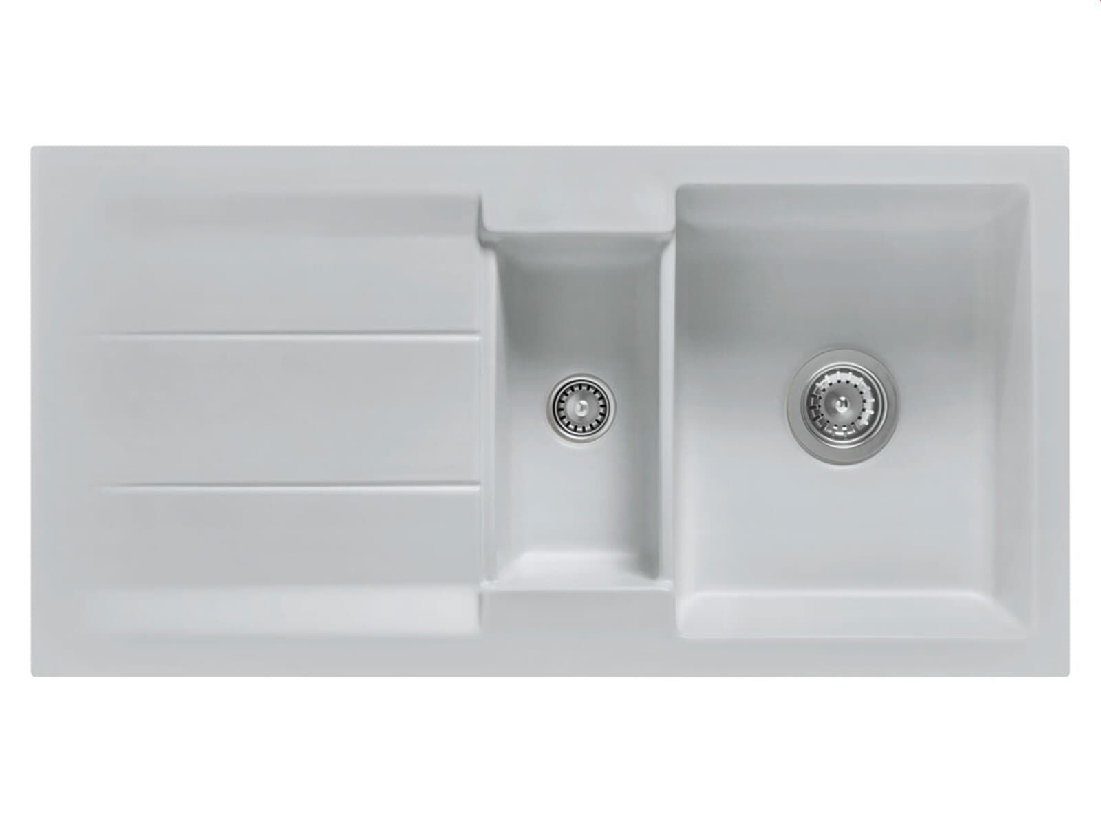 Systemceram Genea 100 Alu, Zlewozmywak ceramiczny, korek manualny