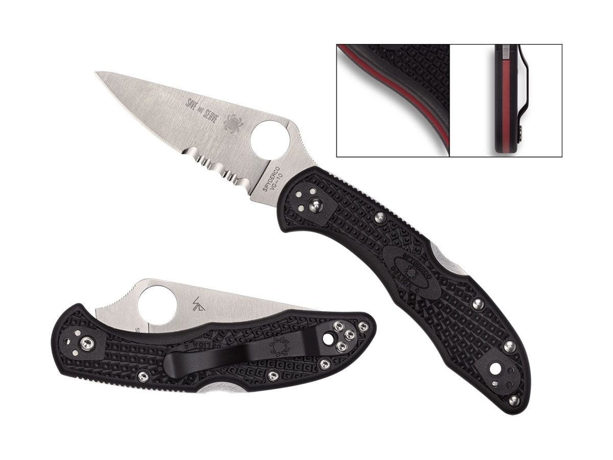 Фото - Ніж / мультитул Spyderco DELICA 4 THIN RED LINE COMBO C11FPSBKRD 