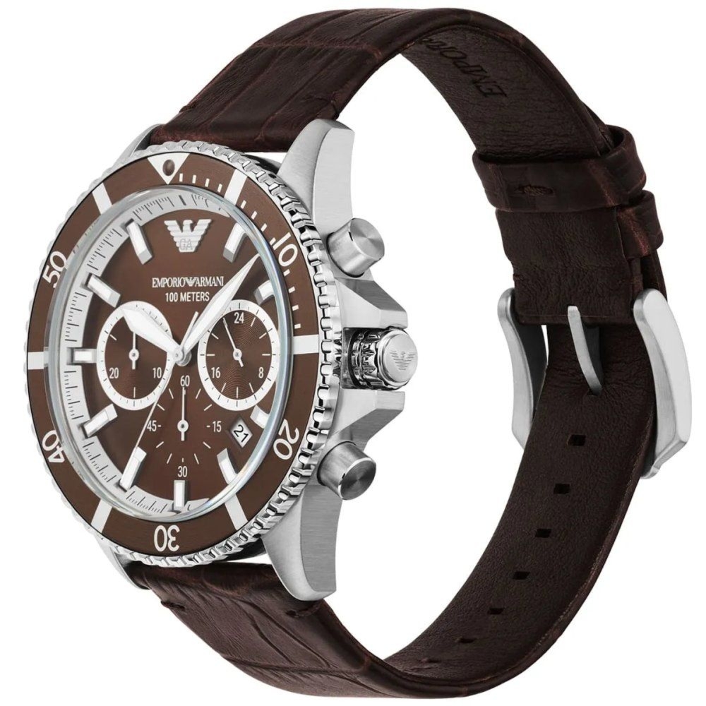 Emporio Armani Diver AR11486 Zegarek męski brązowa tarcza 43 mm