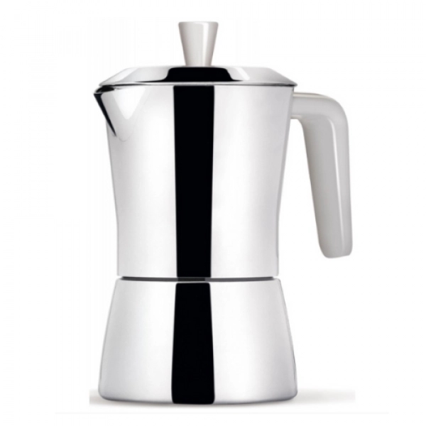 Giannini TUA kawiarka stalowa na indukcję pojemność 3 tz / 150 ml kolor srebrna kolor rączki biały